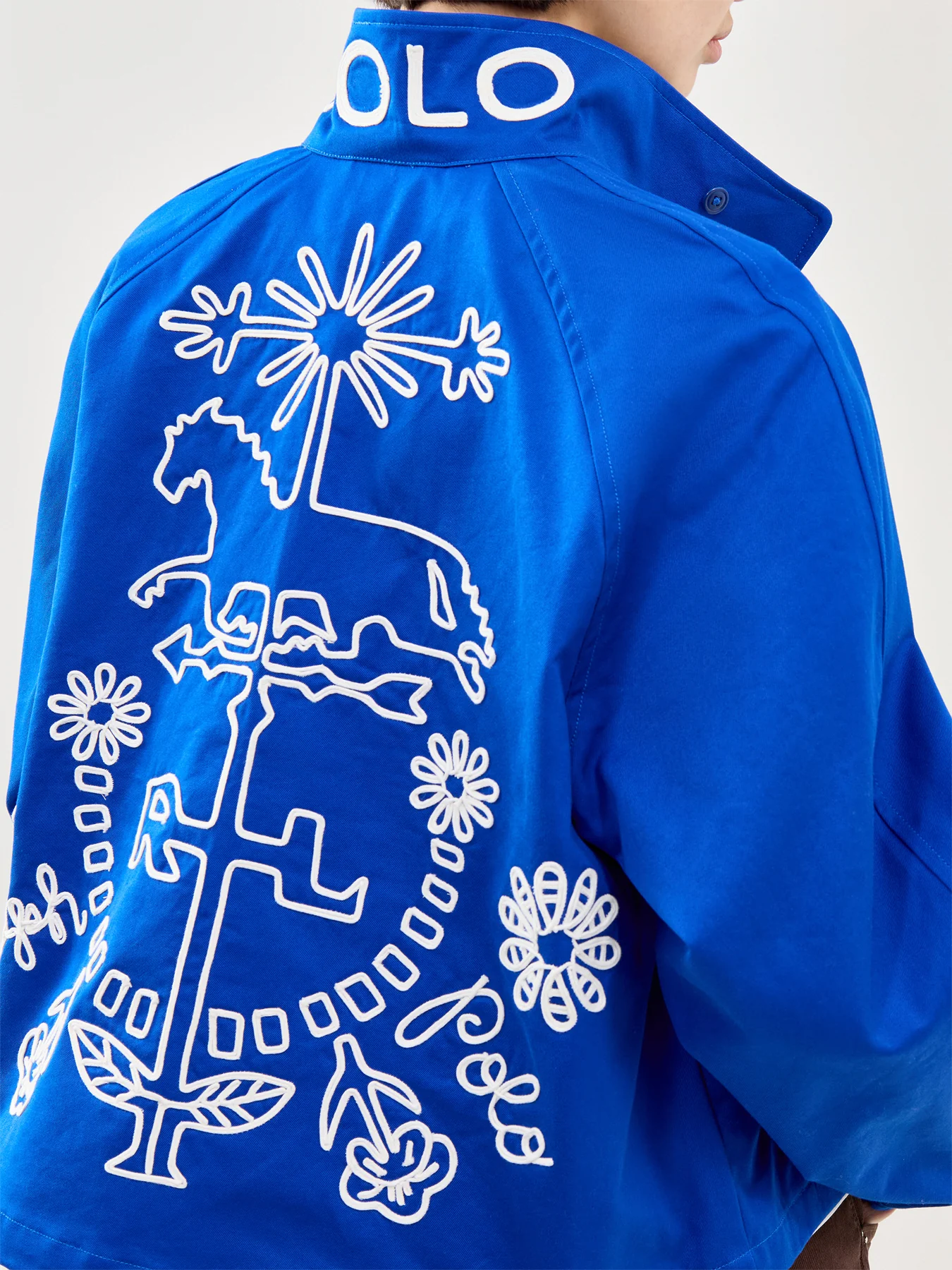 Short High Collar Windbreaker Blue - Image 3