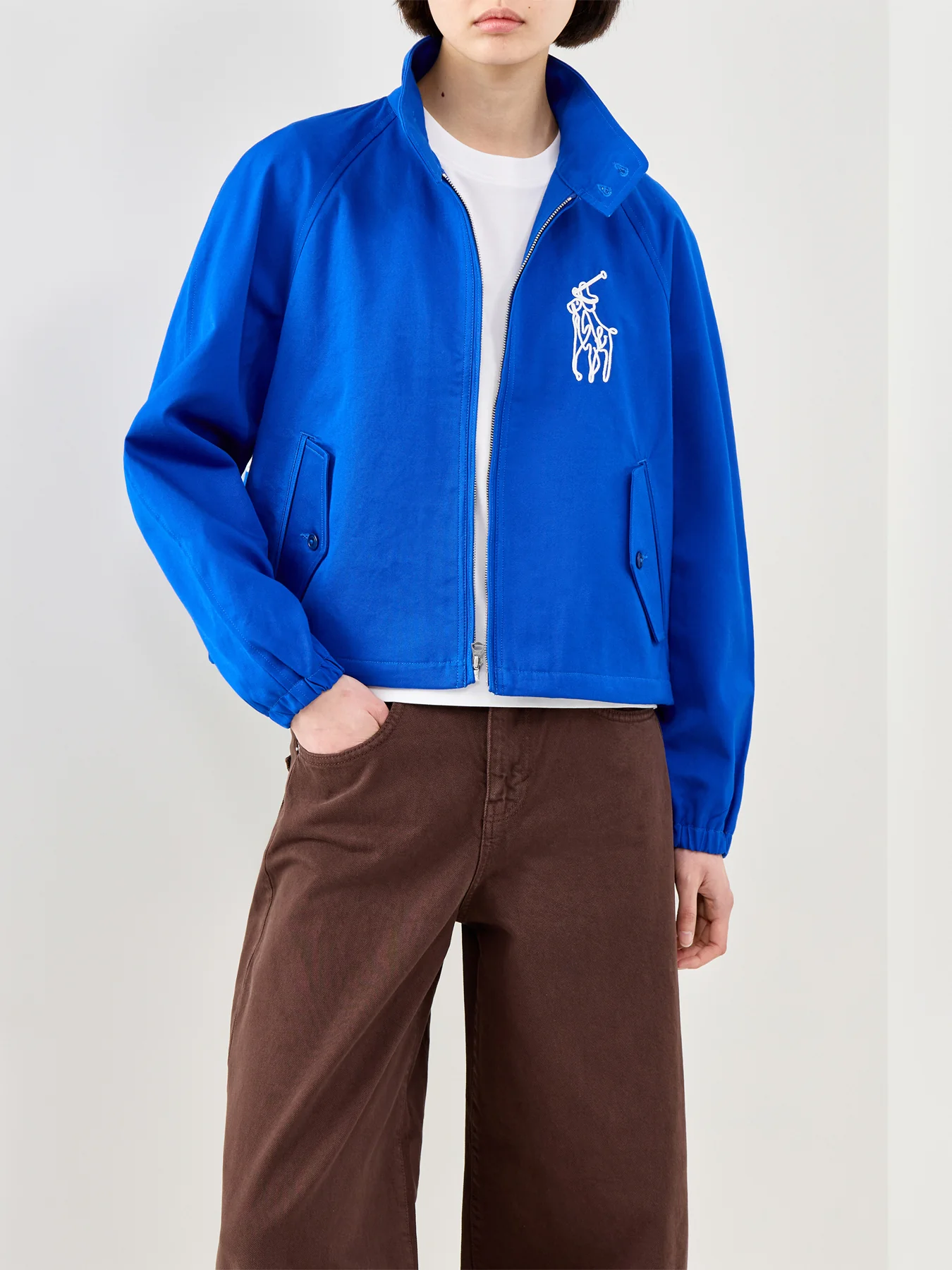 Short High Collar Windbreaker Blue - Image 4