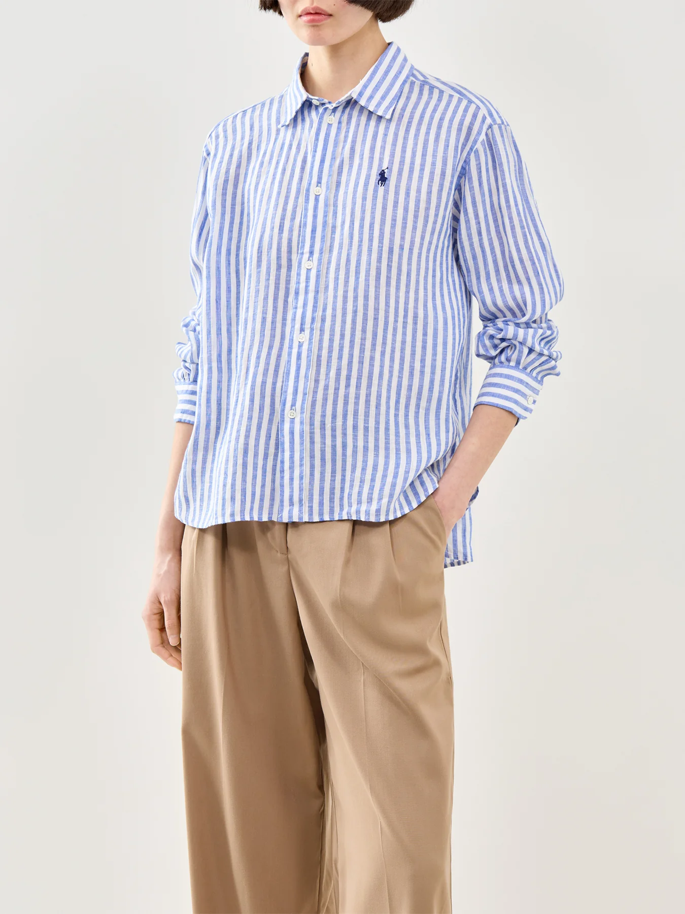Striped Linen Long Sleeve Shirt Multi - Image 4