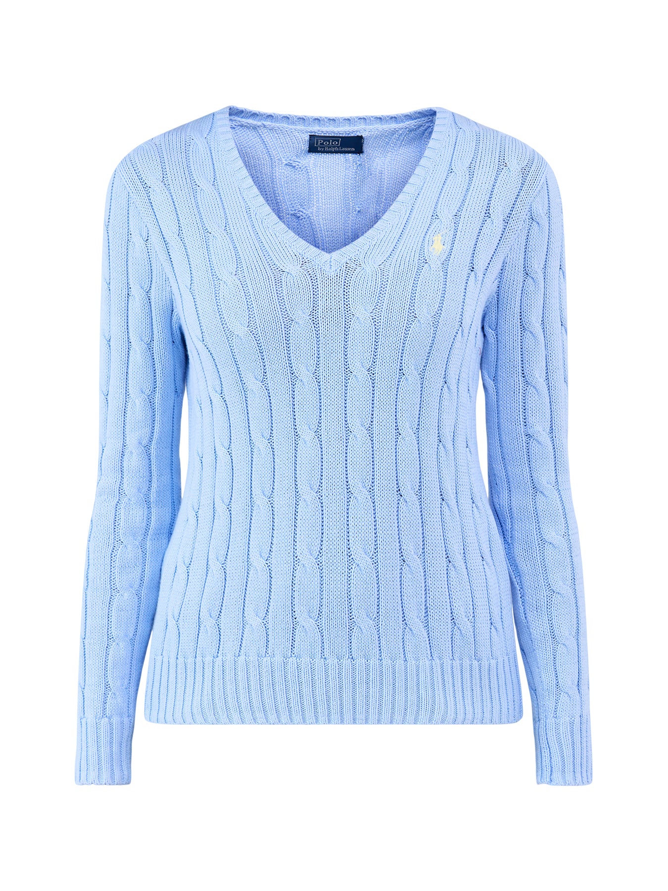 Cable Knit V-Neck Jumper Blue