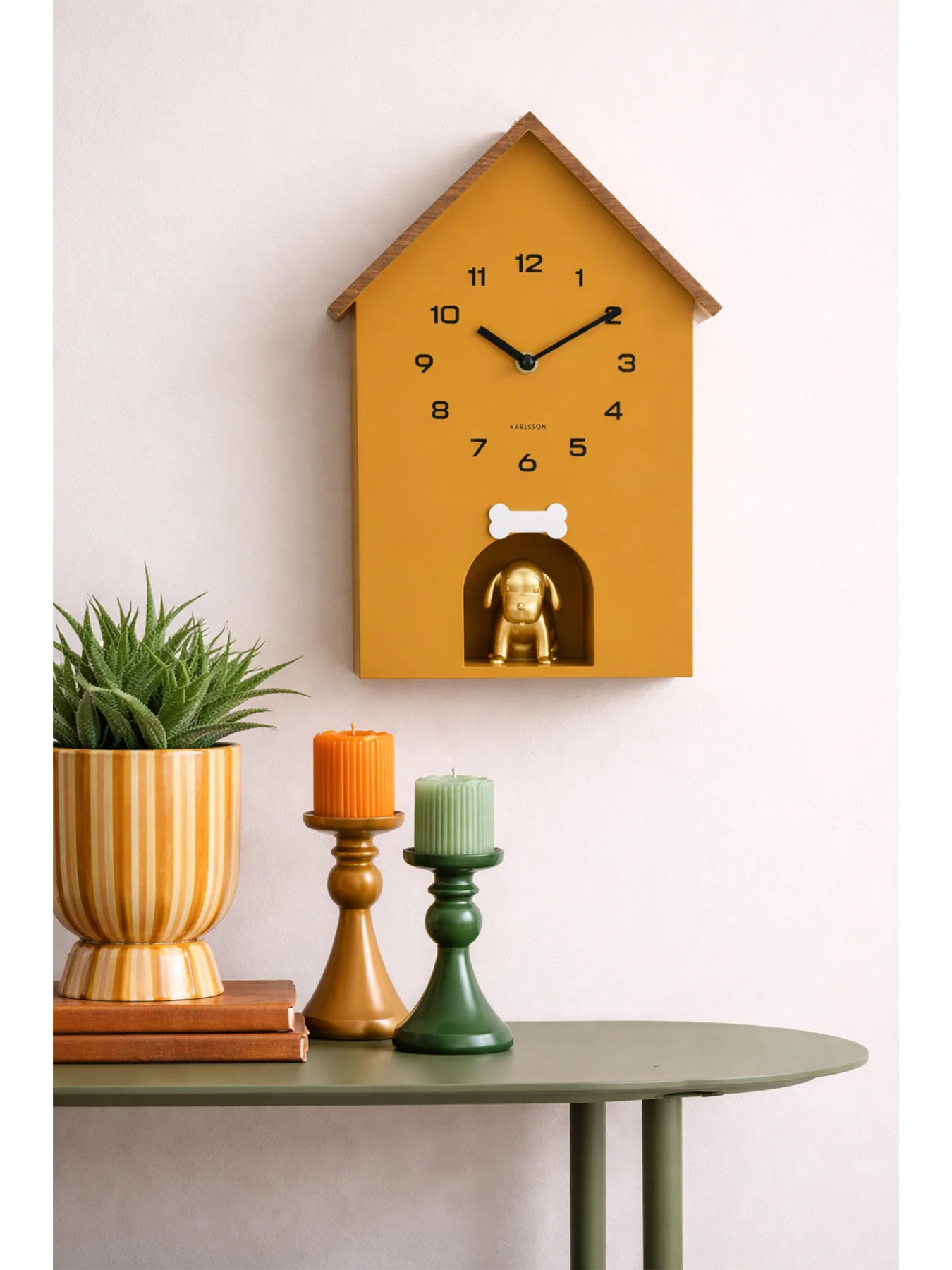Dog House Wall Clock Yellow - Image 3