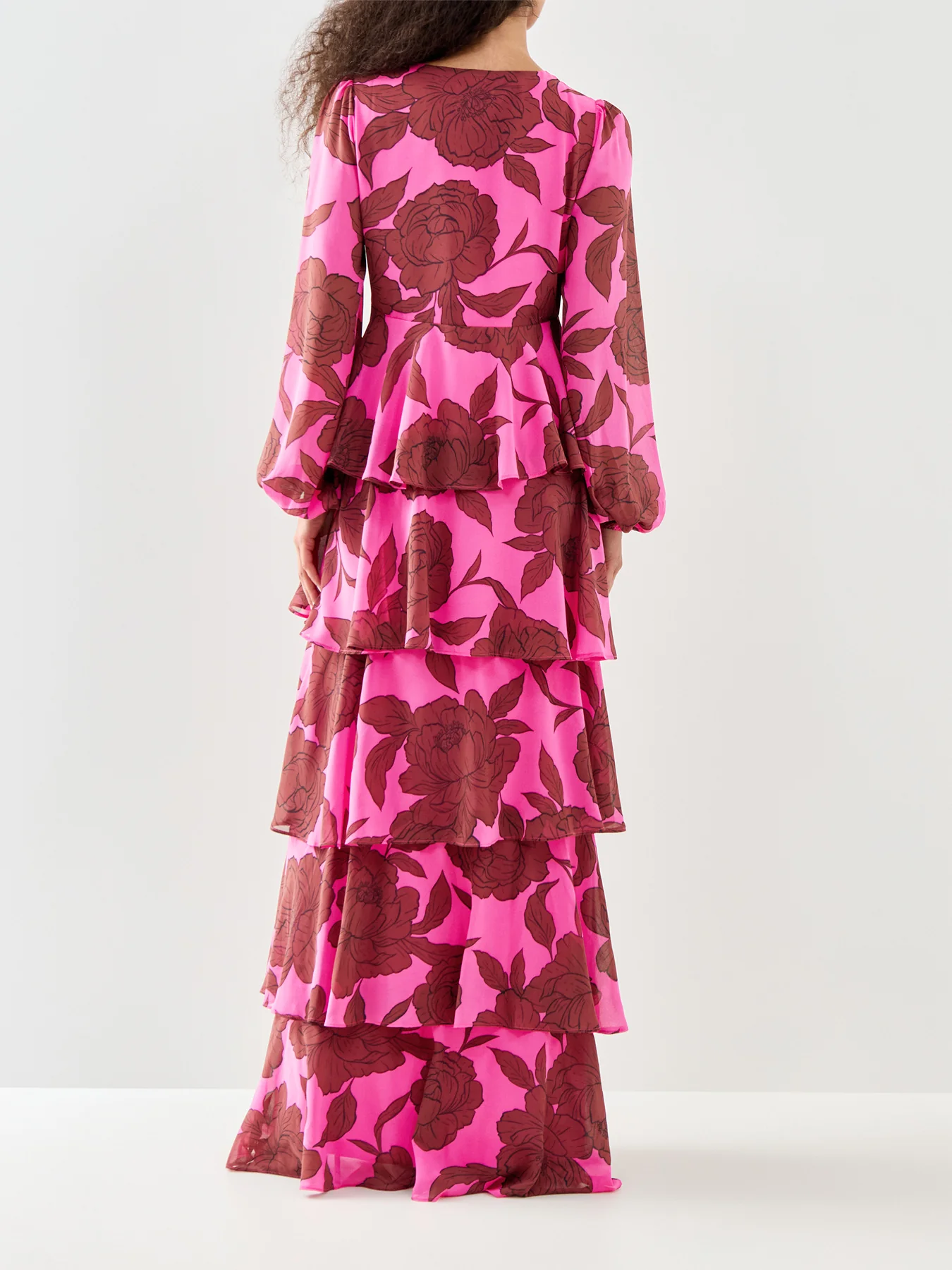 Ashton Ruffle Maxi Dress Fuchsia Brown - Image 5