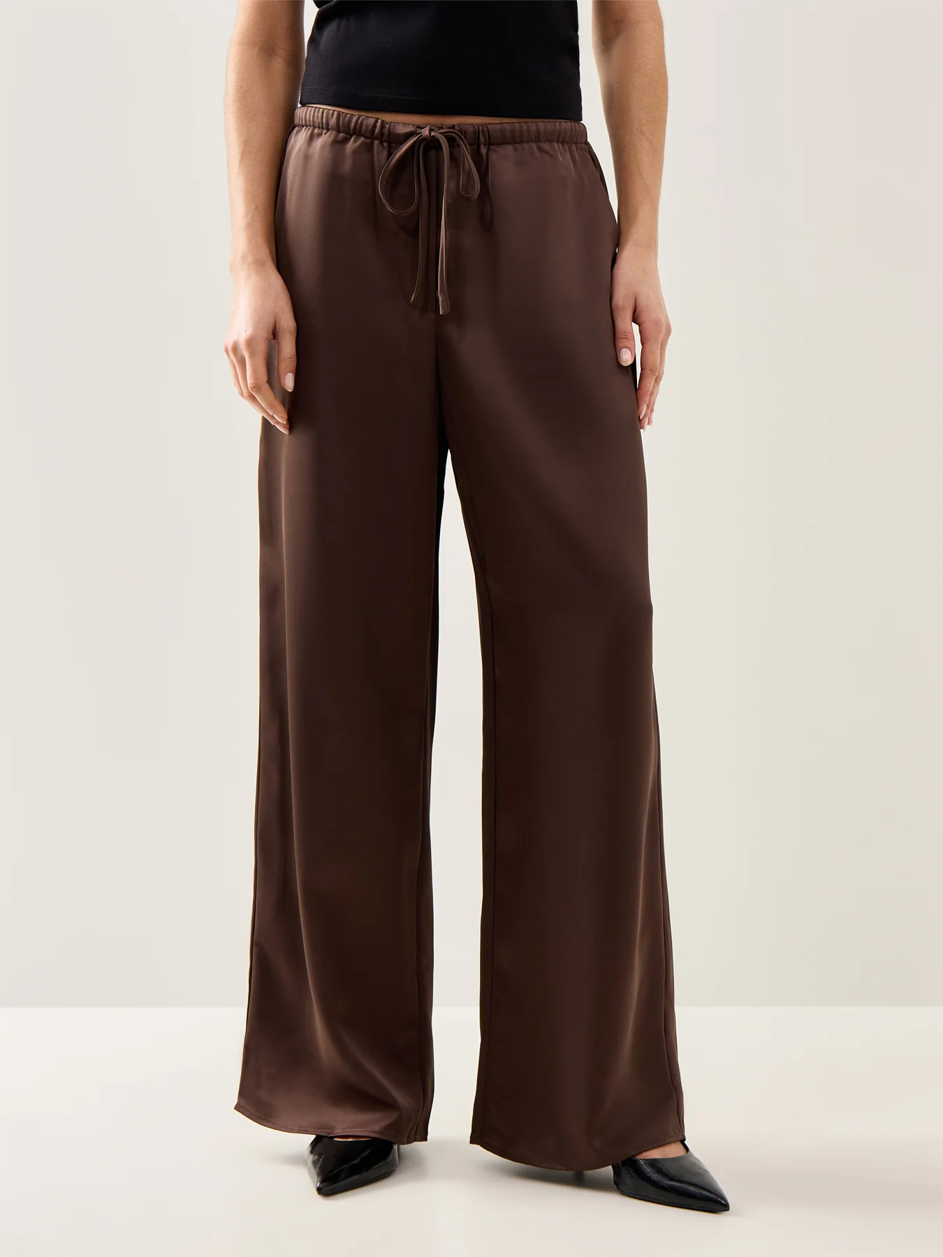 Breya Drawstring Satin Trouser Bronze - Image 4