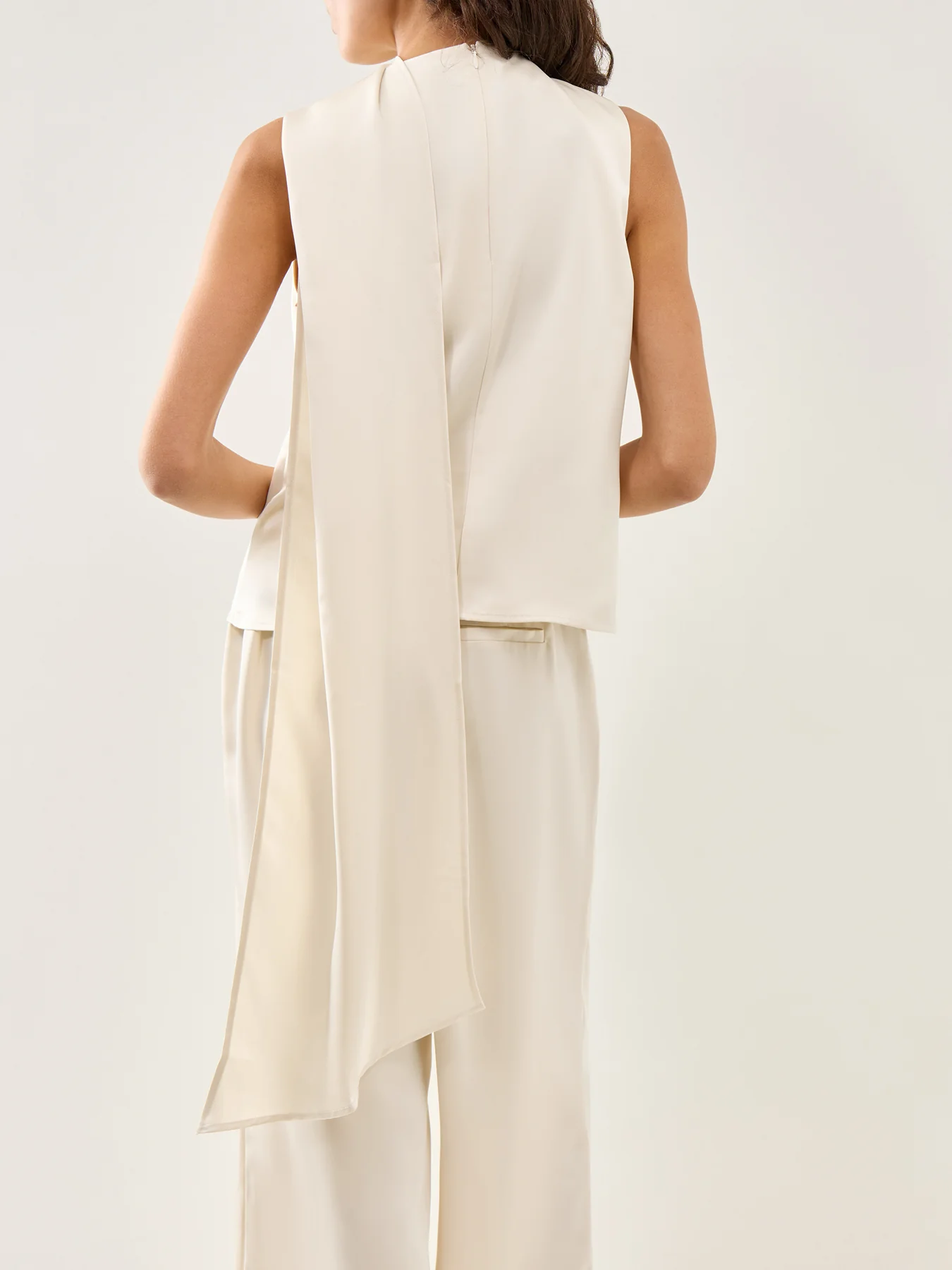 Breya Satin Scarf Halter Top Cream - Image 5