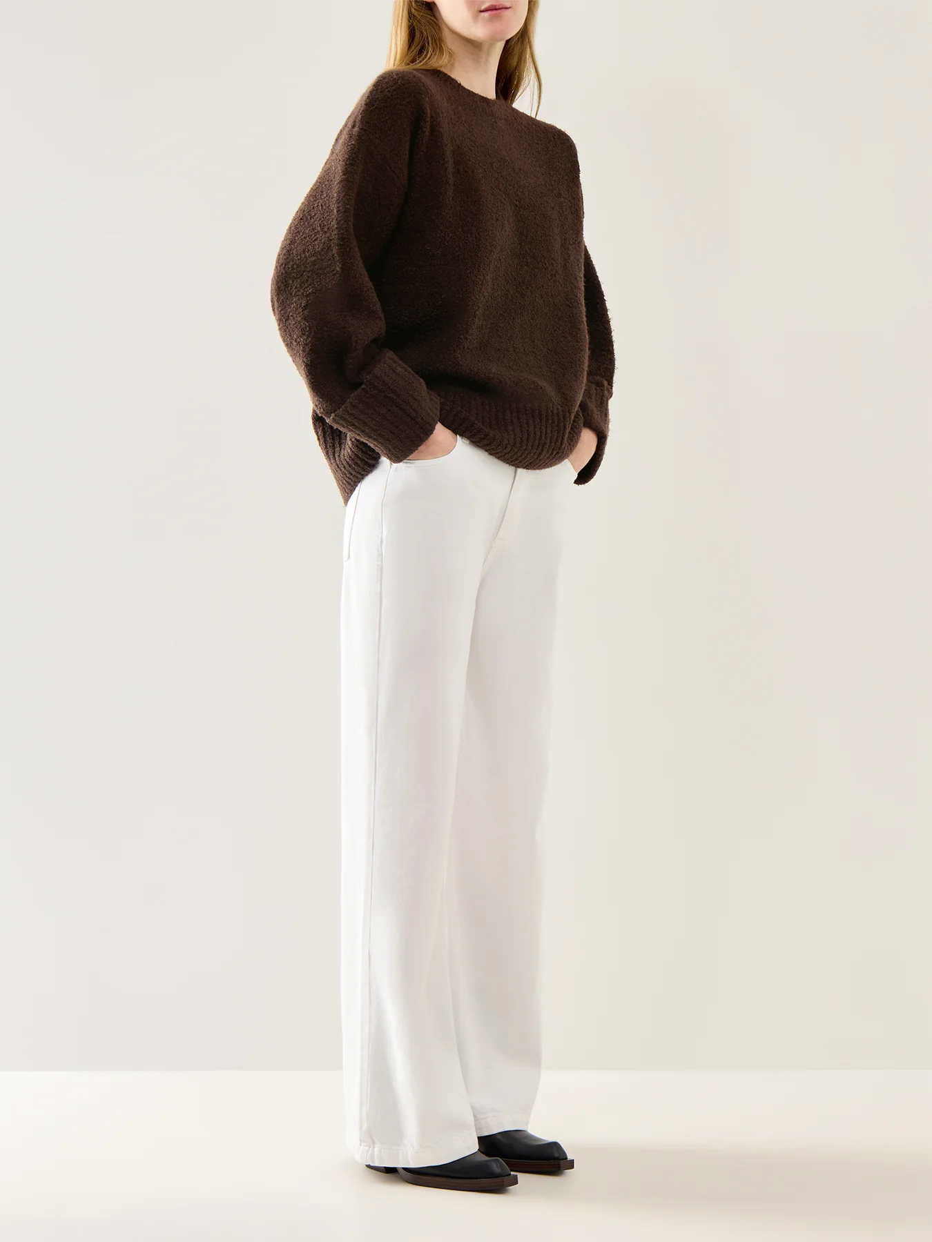 Camille Oversized Borg Jumper Brown - Image 2