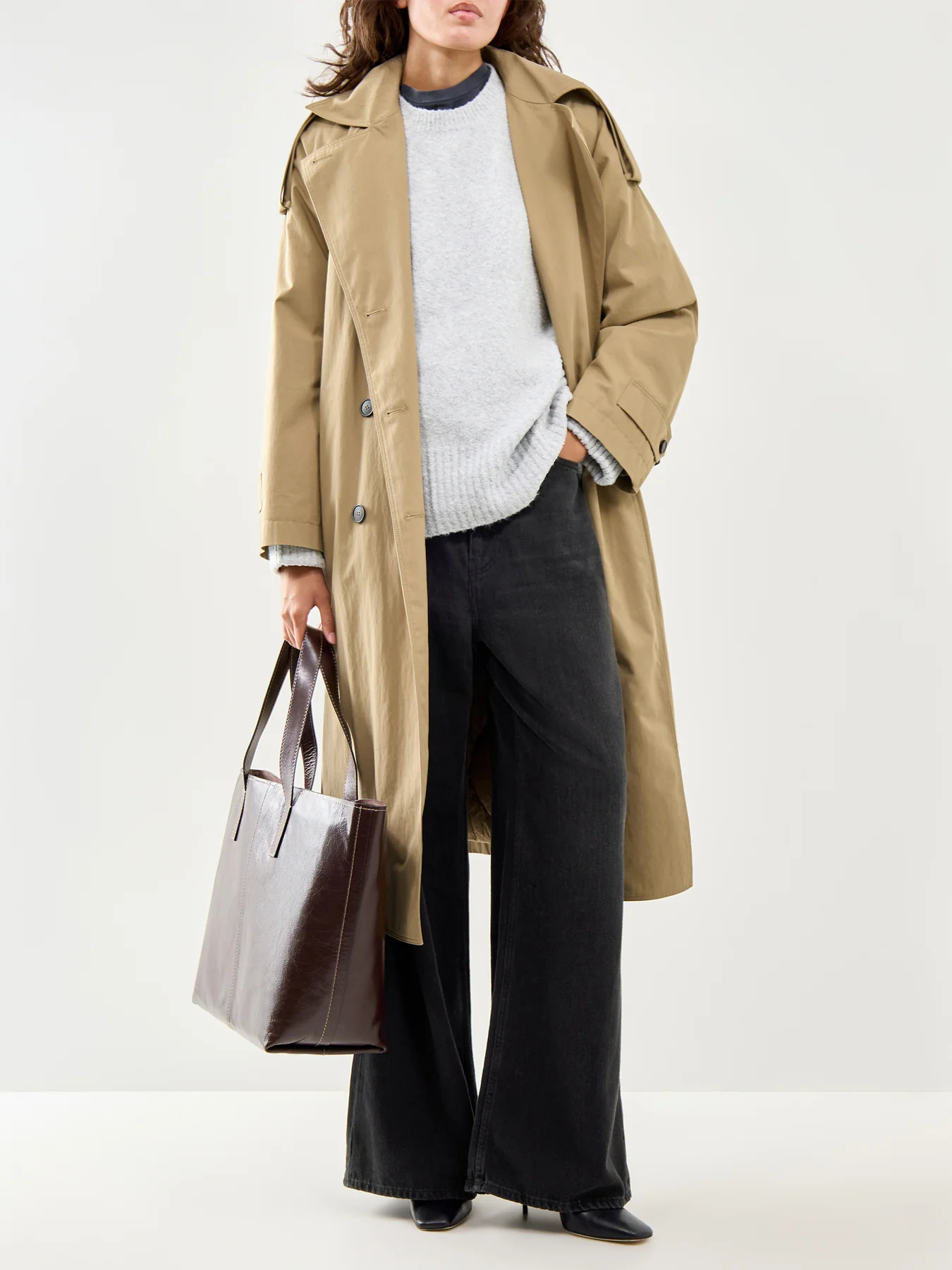 Camille Oversized Borg Jumper Light Grey - Image 2