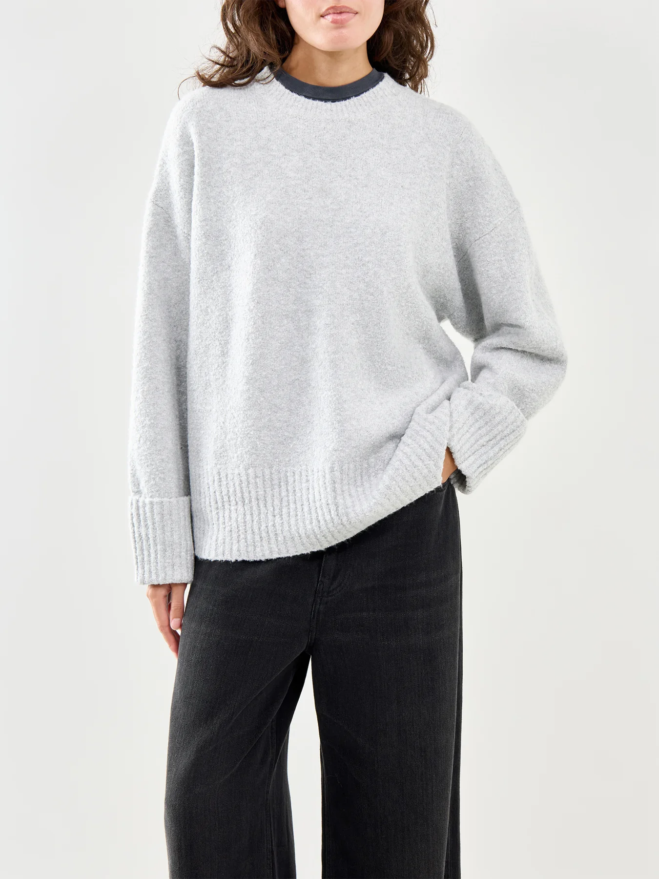 Camille Oversized Borg Jumper Light Grey - Image 4