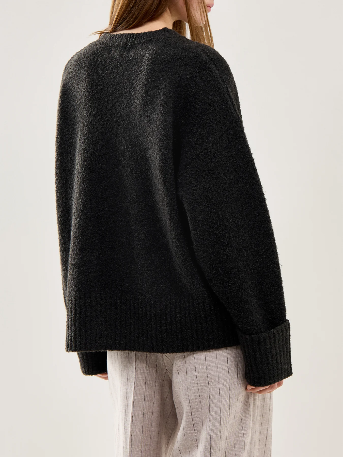 Camille Oversized Borg Jumper Slate Grey - Image 5