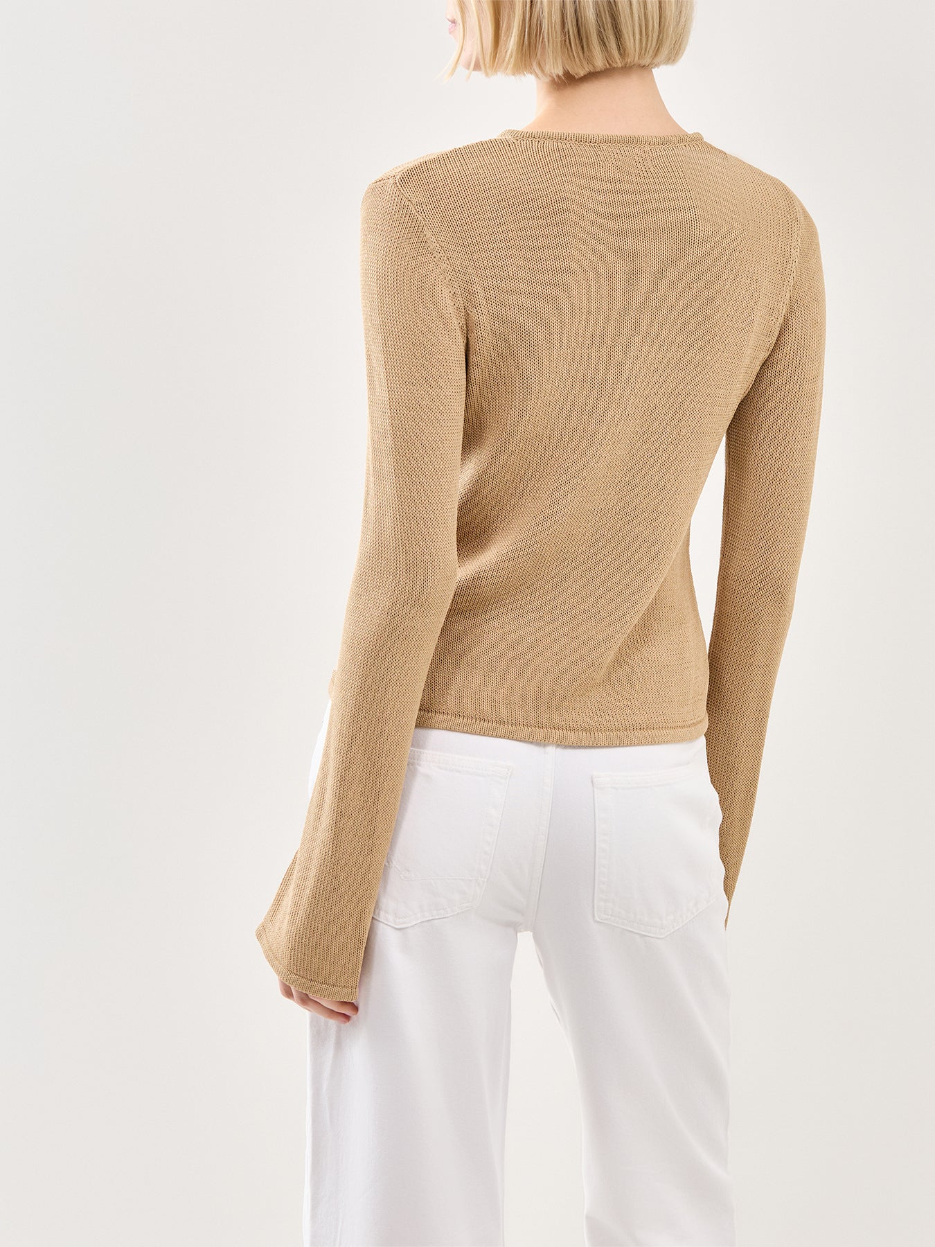 Kendall Rustic Button Down Knit Top Tan - Image 5