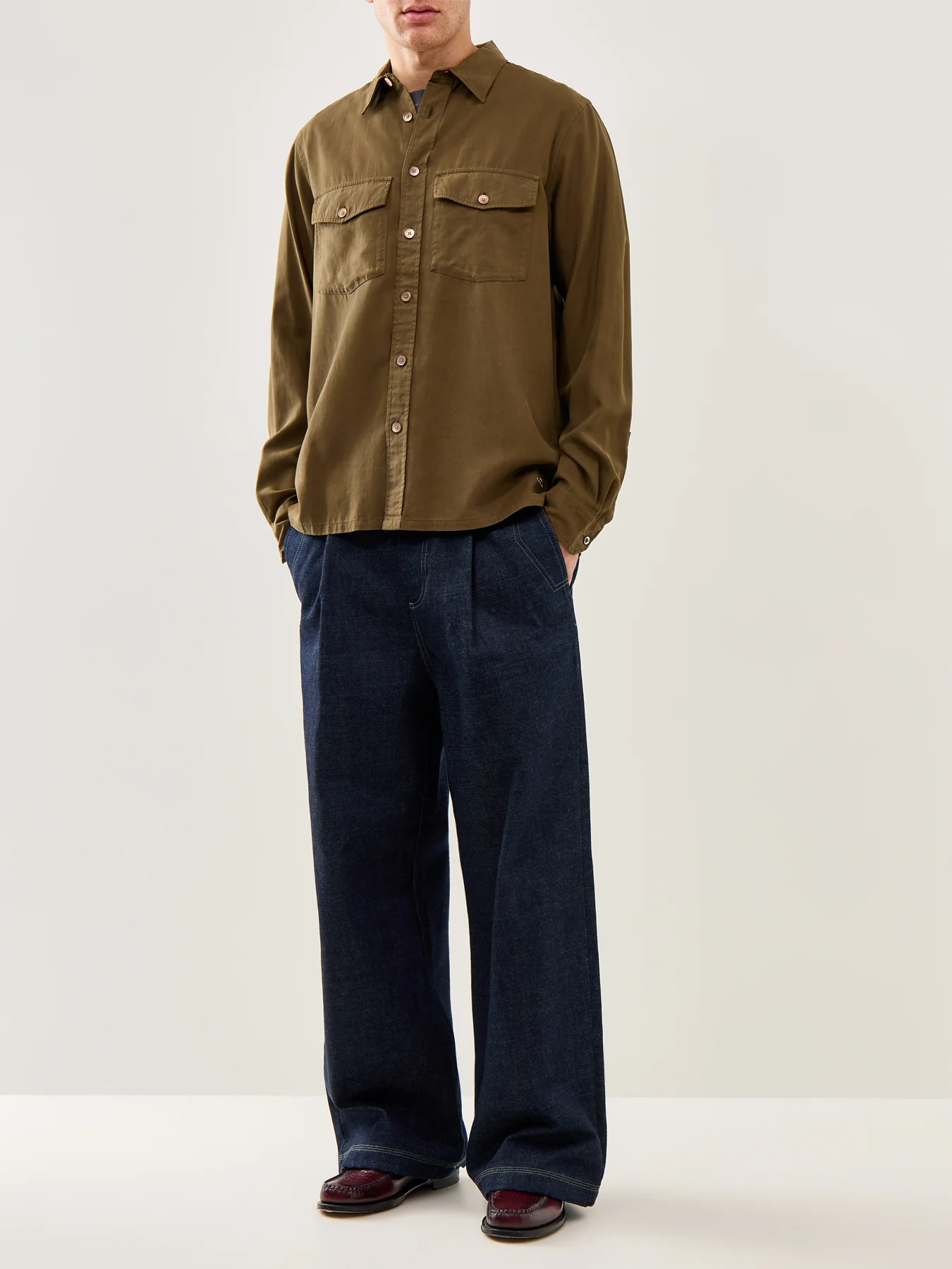 Soft Touch Double Pocket Shirt Green - Image 2