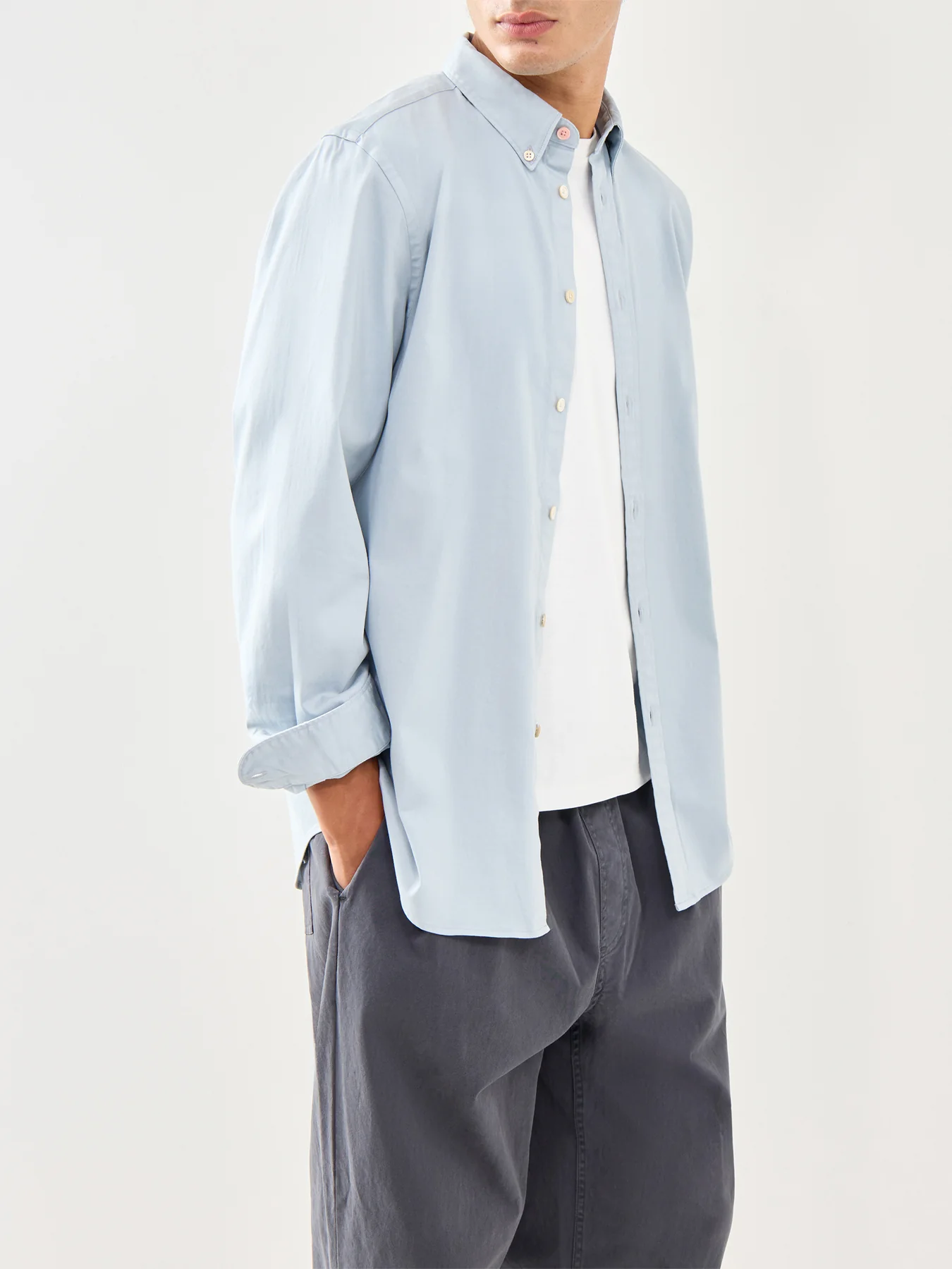 Soft Touch Cotton Shirt Blue - Image 4