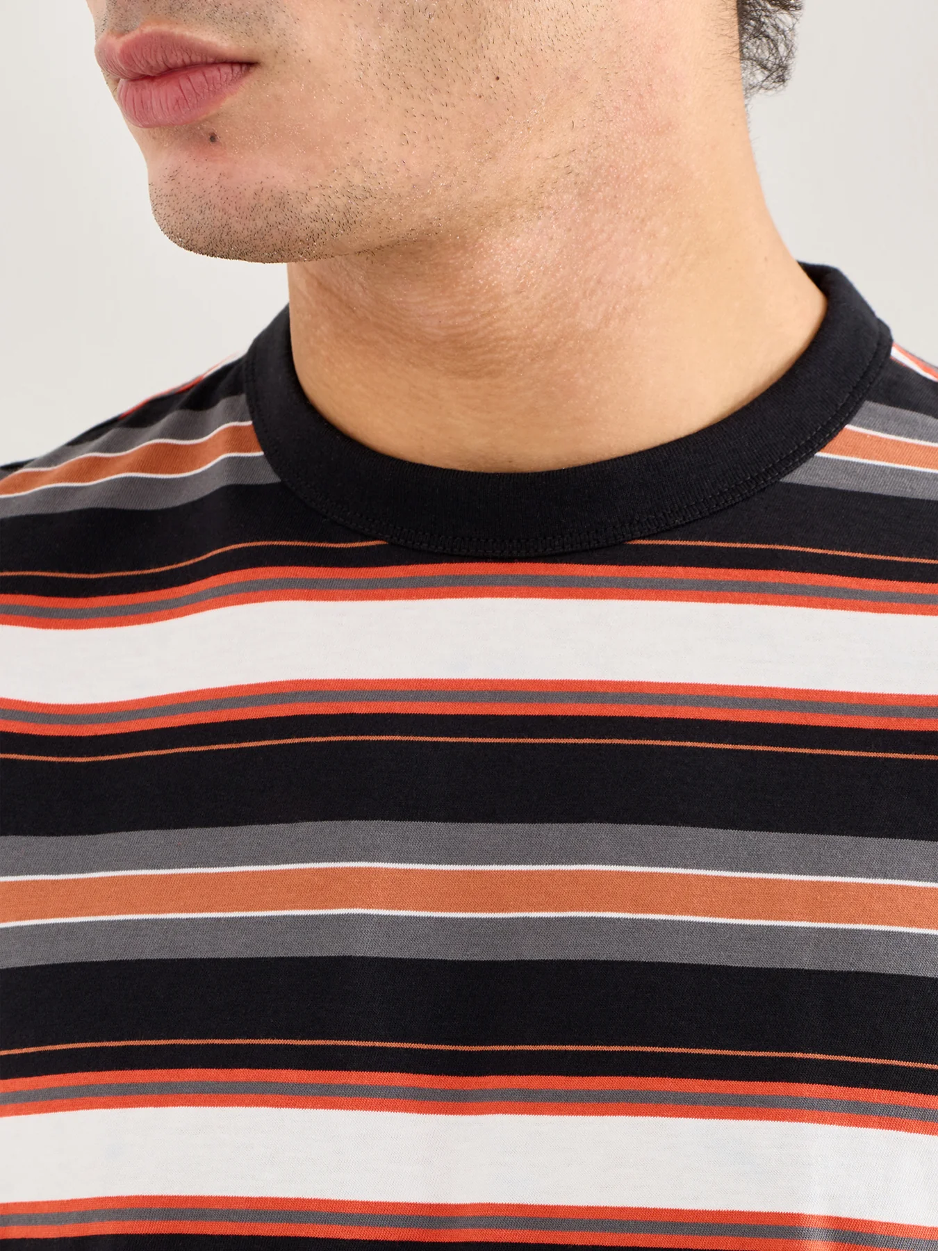 Striped Cotton T-Shirt Black - Image 3