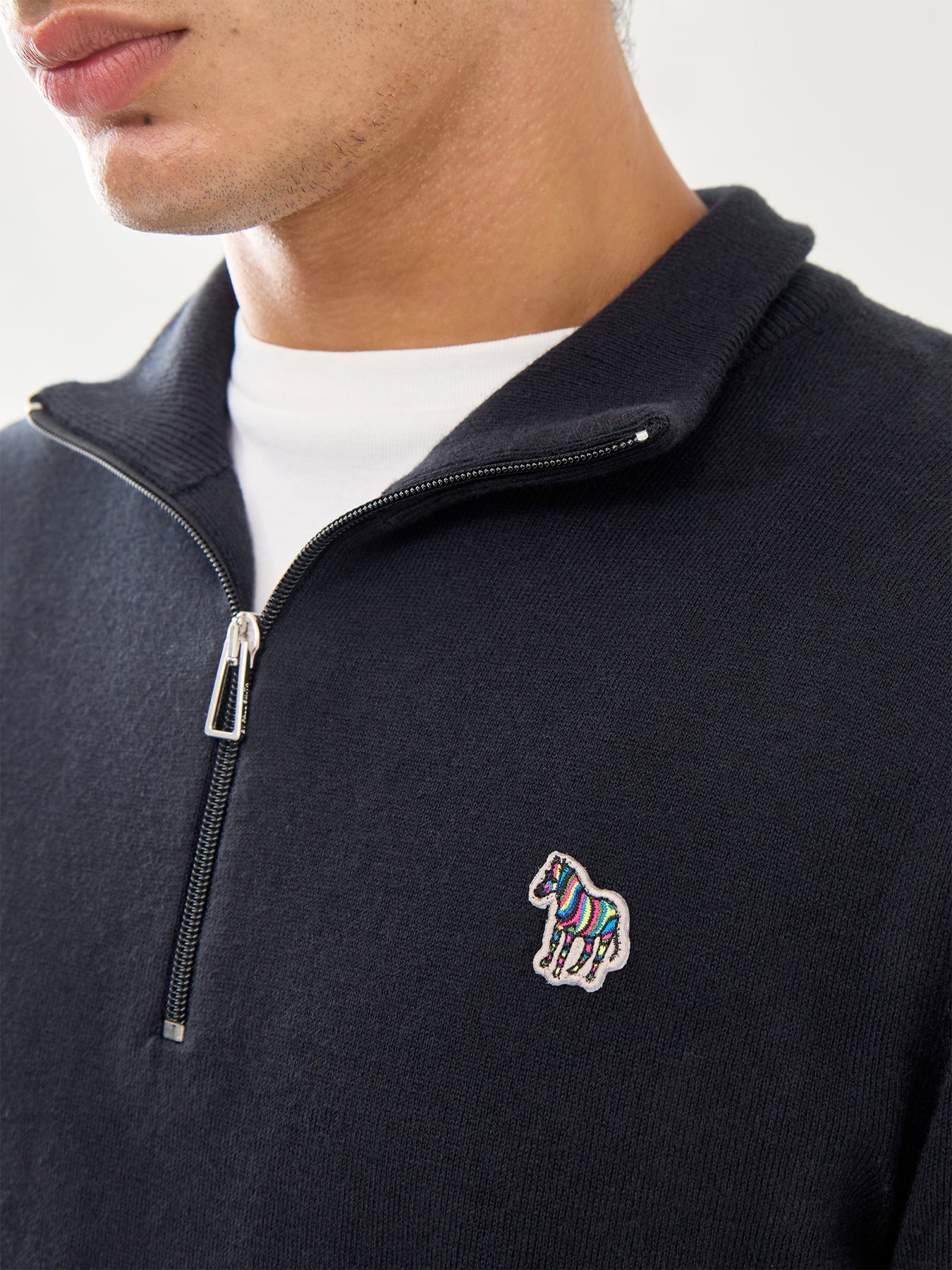 Zebra 1/4 Zip Cotton Knitwear Black - Image 3
