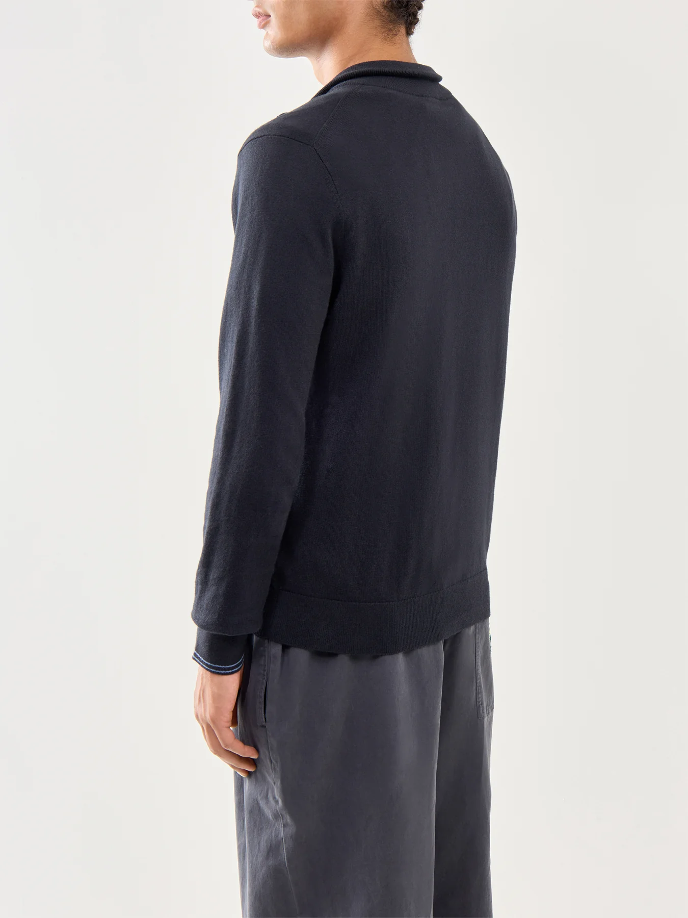 Zebra 1/4 Zip Cotton Knitwear Black - Image 5
