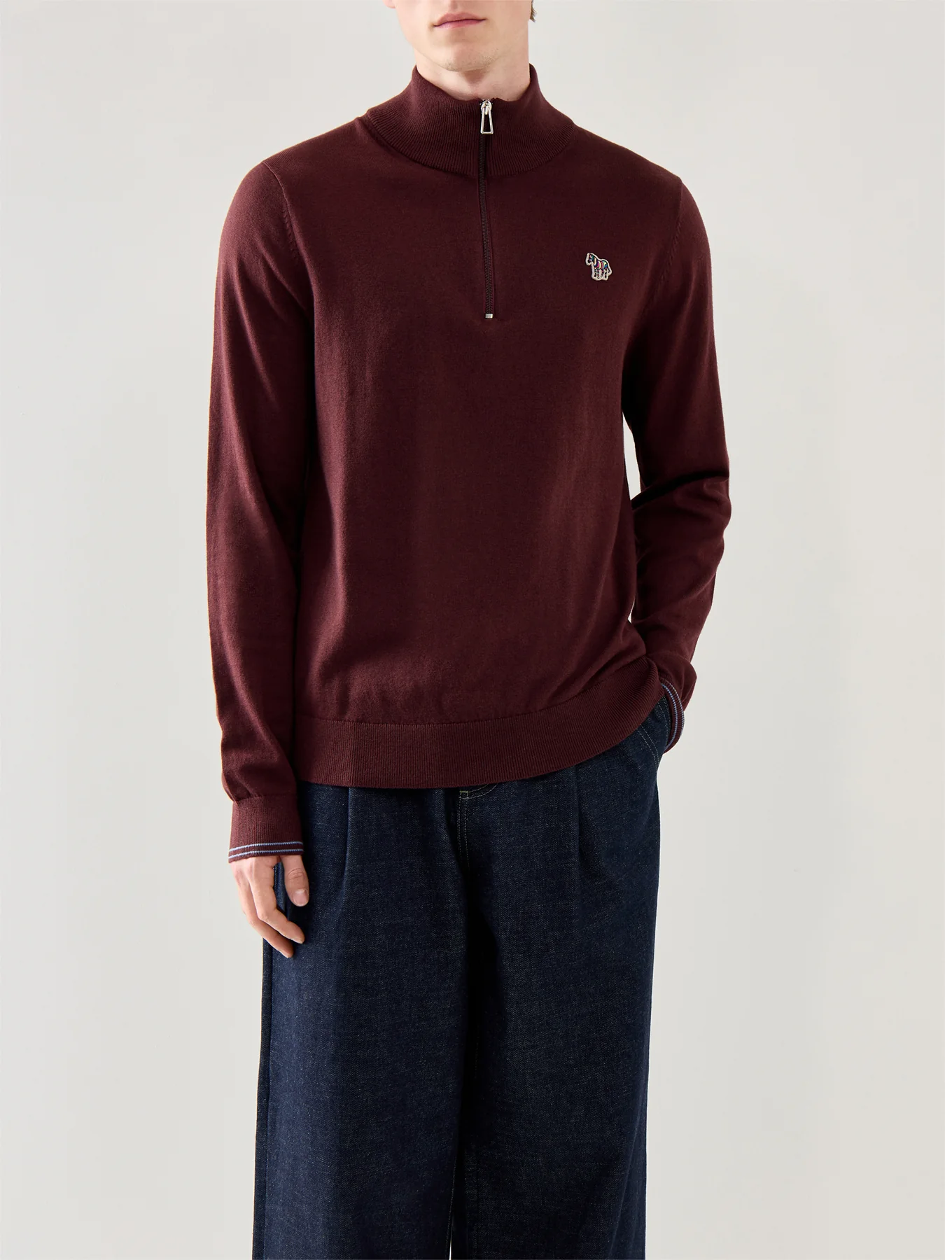 Zebra 1/4 Zip Cotton Knitwear Red - Image 4