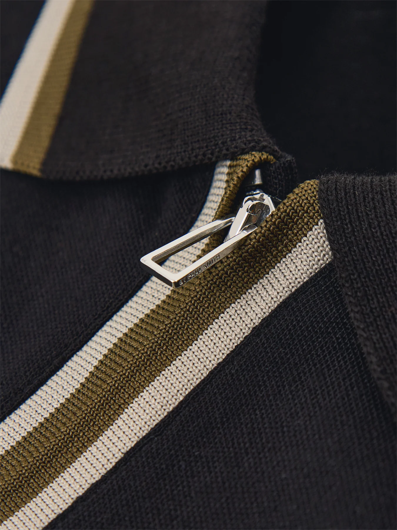 PS Paul Smith Zip Neck Cotton Polo Shirt Black - Image 3