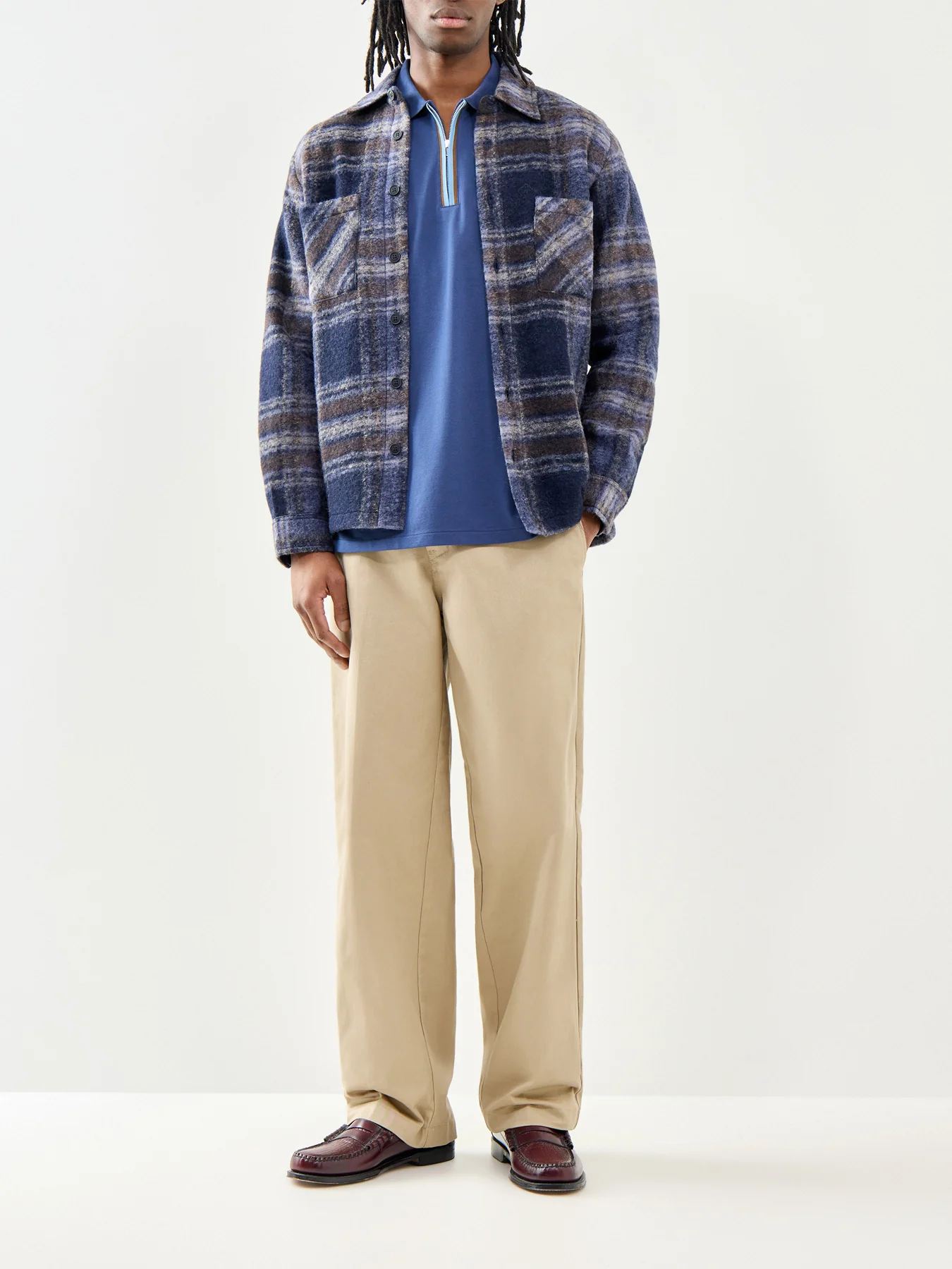 PS Paul Smith Zip Neck Cotton Polo Shirt Blue - Image 2
