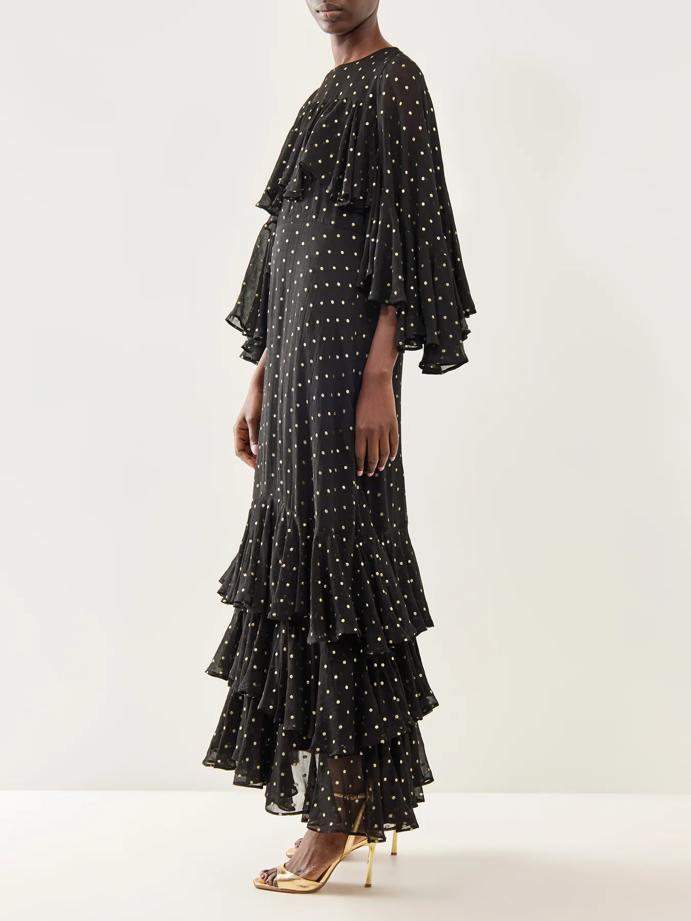 Petula Gold Dot Caped Maxi Gold - Image 4