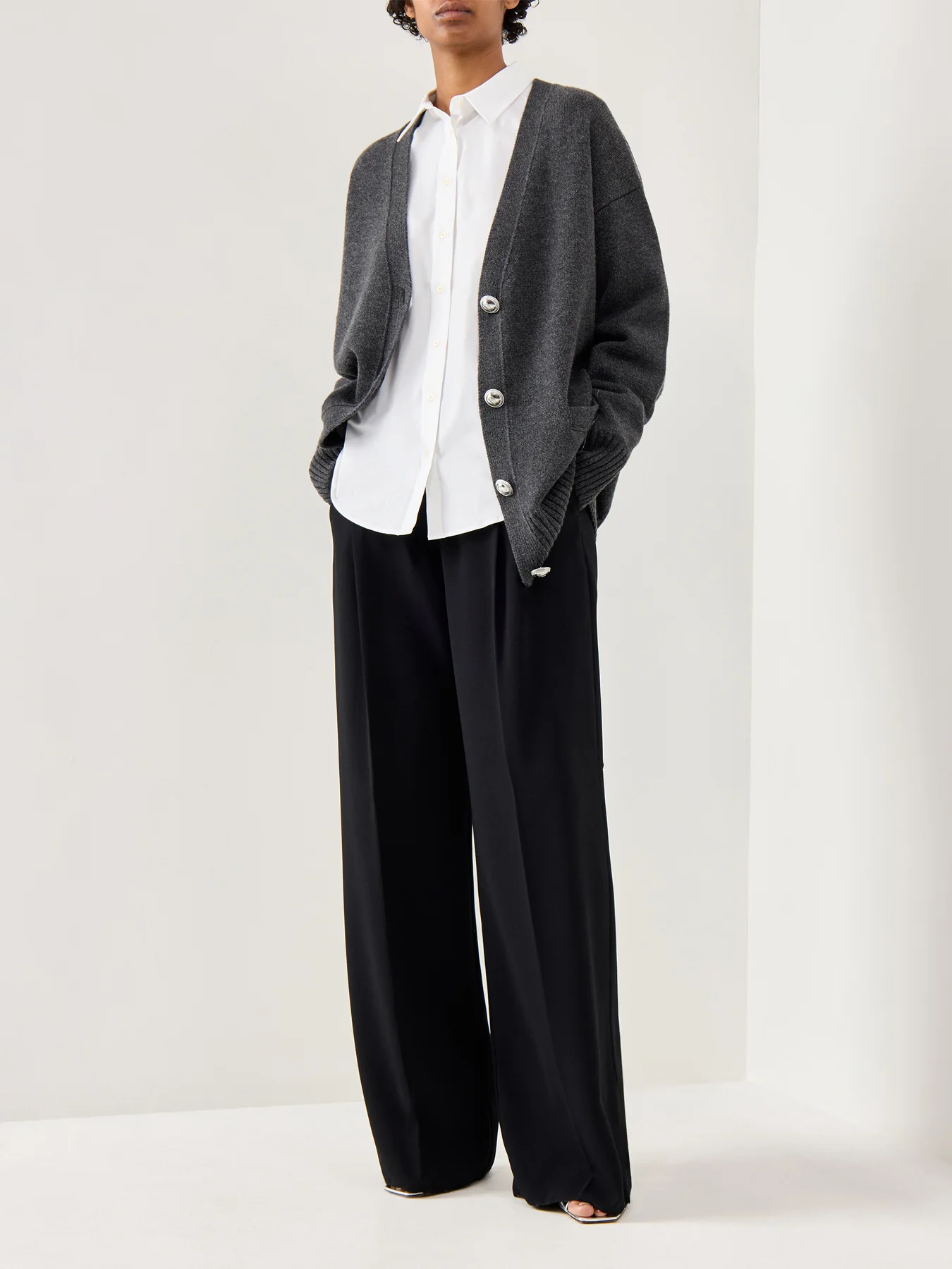 Pull Cardigan With Logo Hardware Buttons Dark Grey - Image 2