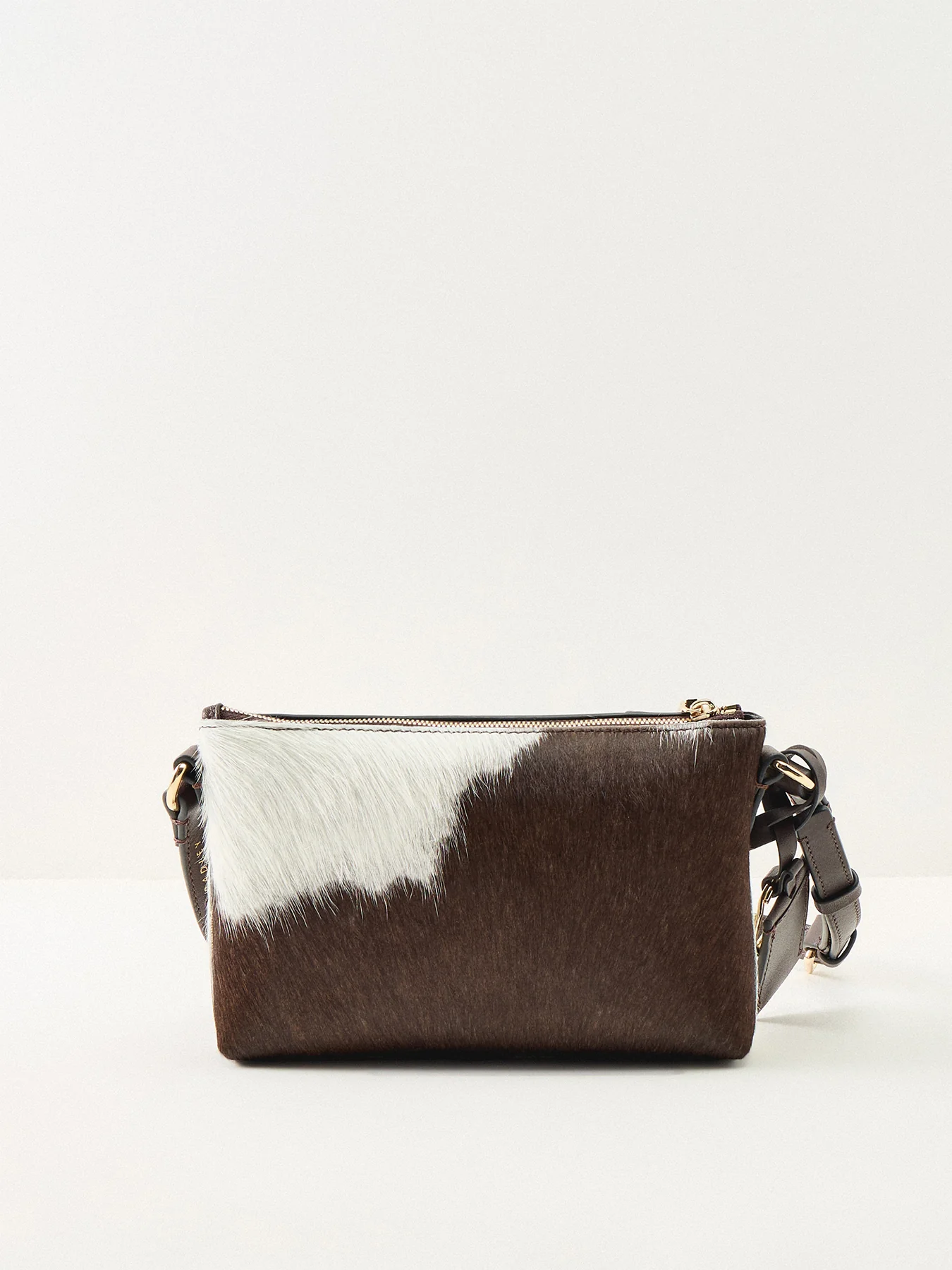 Pockets Cowhide Mini Zip Top Shoulder Bag Brown - Image 3