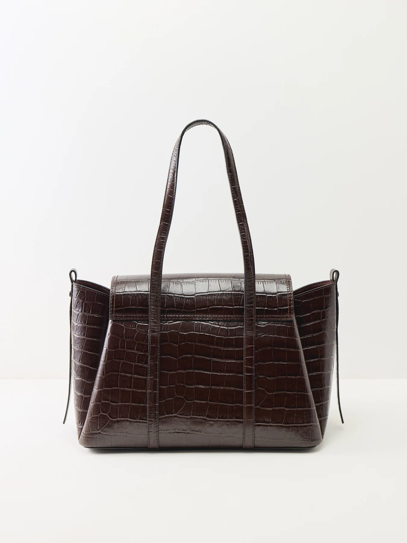 Chancery Faux Croc Medium Flapover Shoulder Bag Dark Oak - Image 3