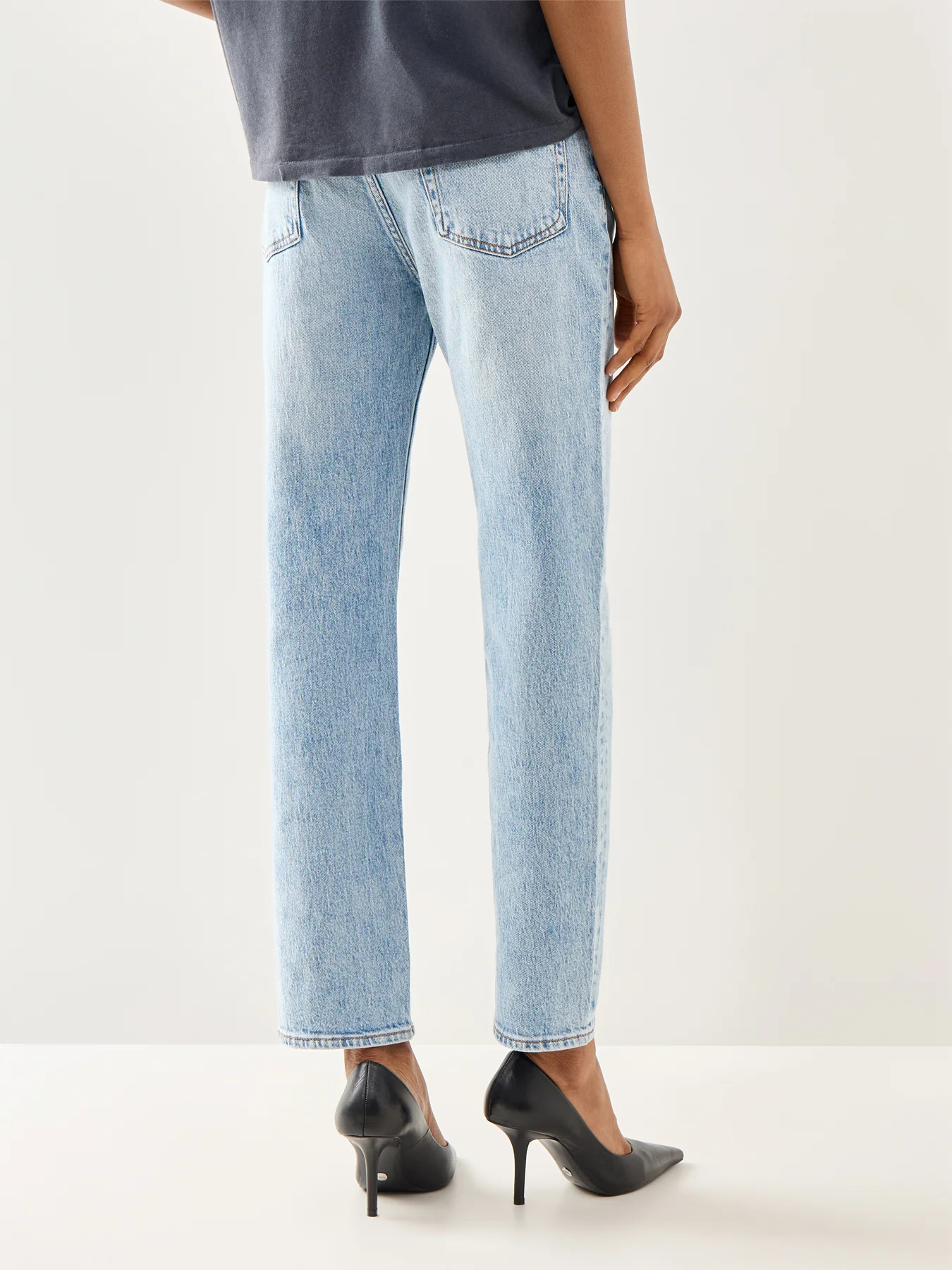 Harlow Mid Rise Ankle Straight Jeans Blue - Image 5