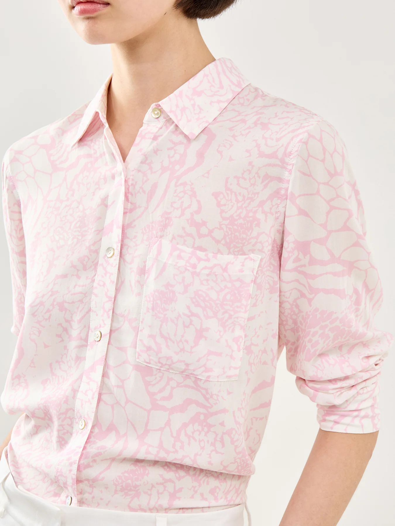 Josephine Long Sleeve Button Down Shirt Pink Print - Image 3