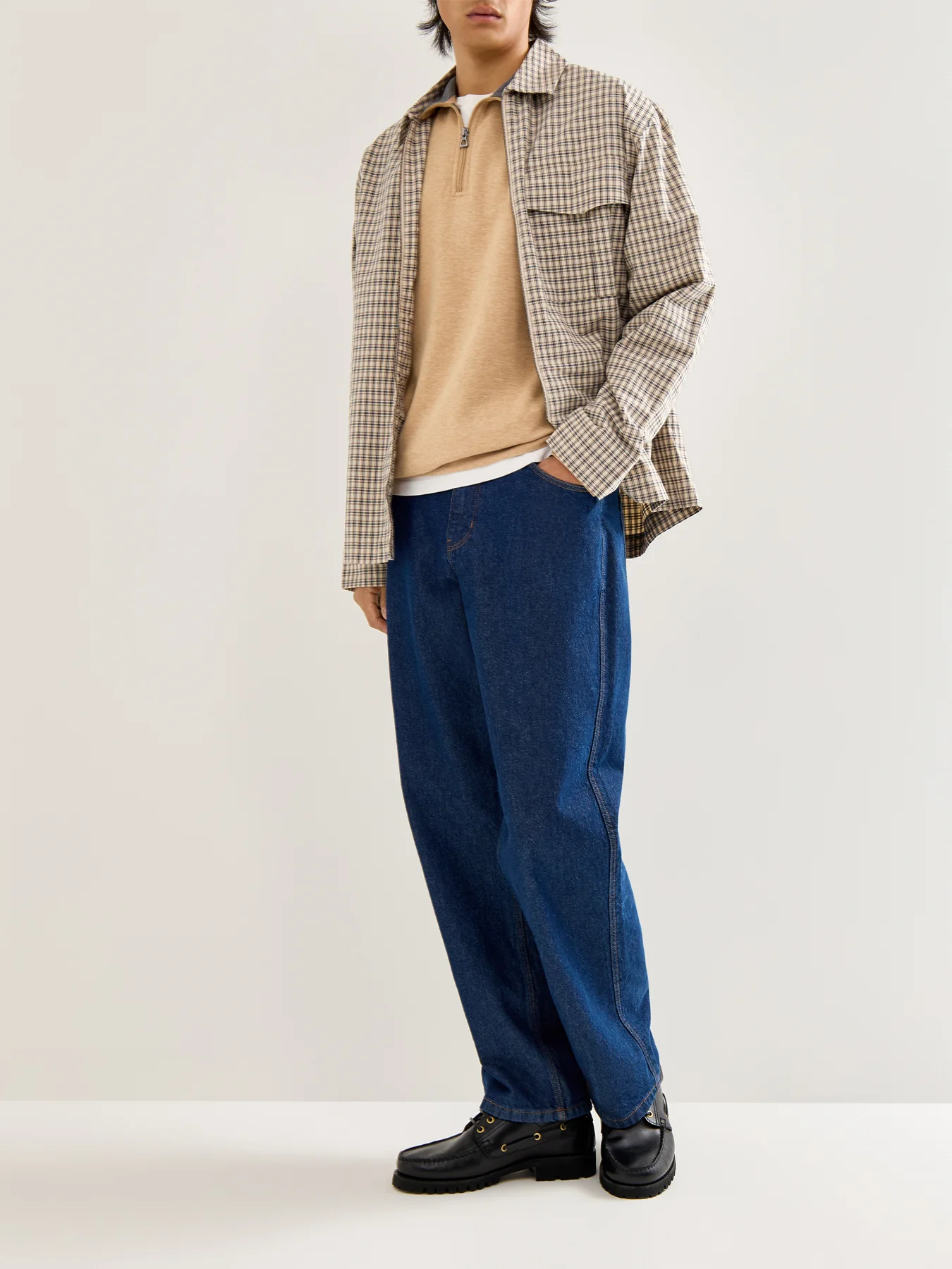 Double Knit 1/4 Zip Sweatshirt Tan - Image 2