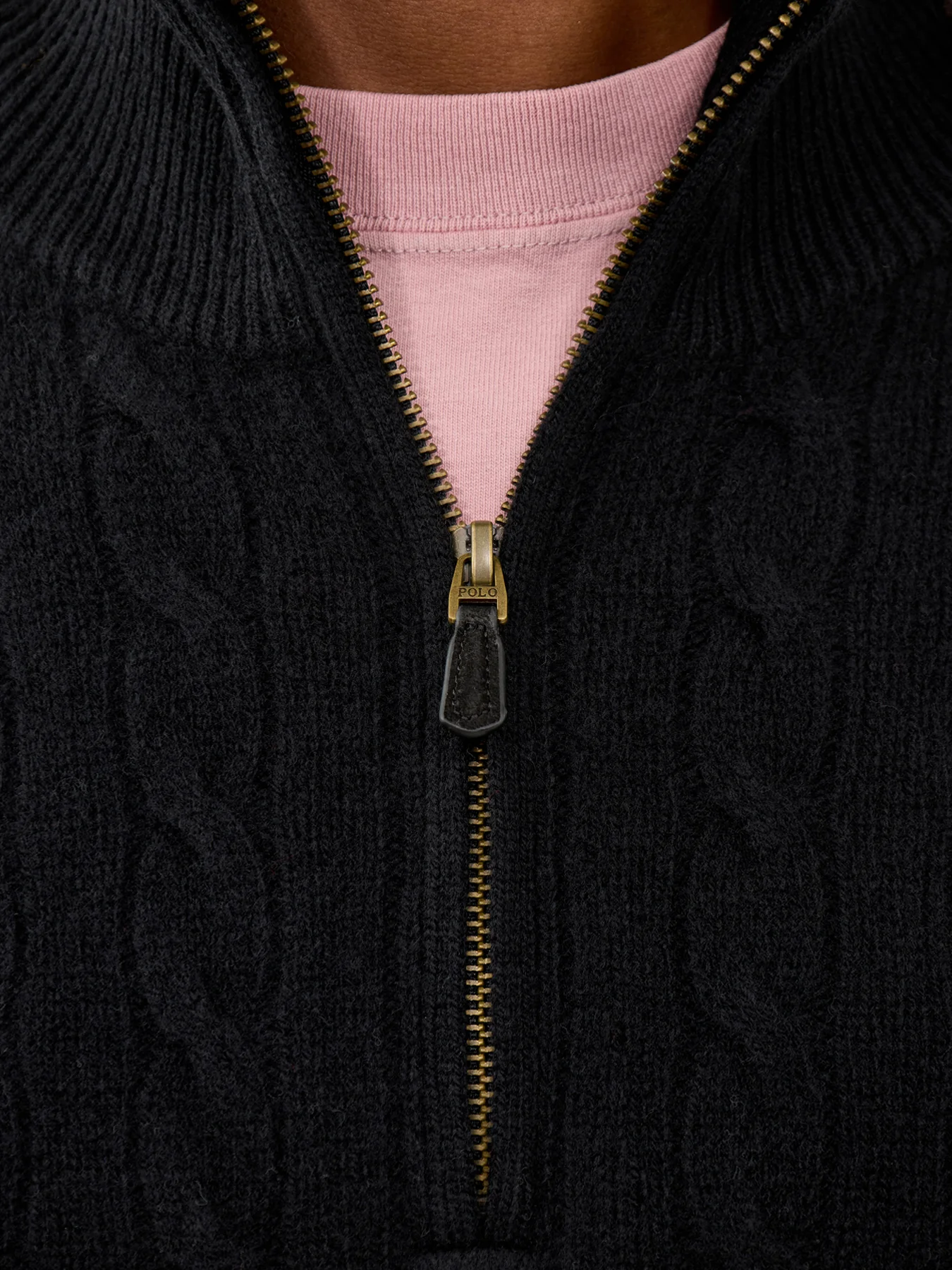 Cable-Knit Half-Zip Jumper Black - Image 3