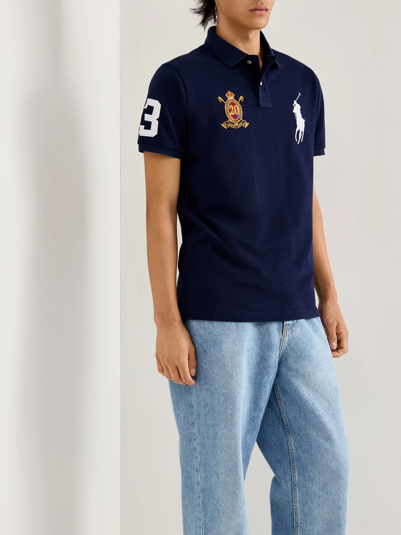 Big PP and Crest Polo Short Sleeves Navy - Image 4