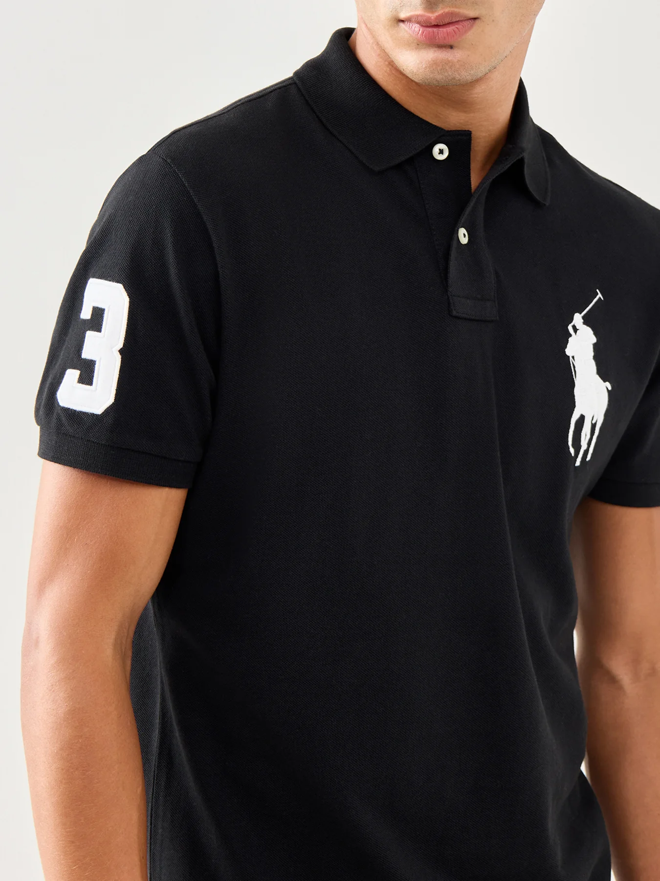 Big Short Sleeves Polo Top Black - Image 3