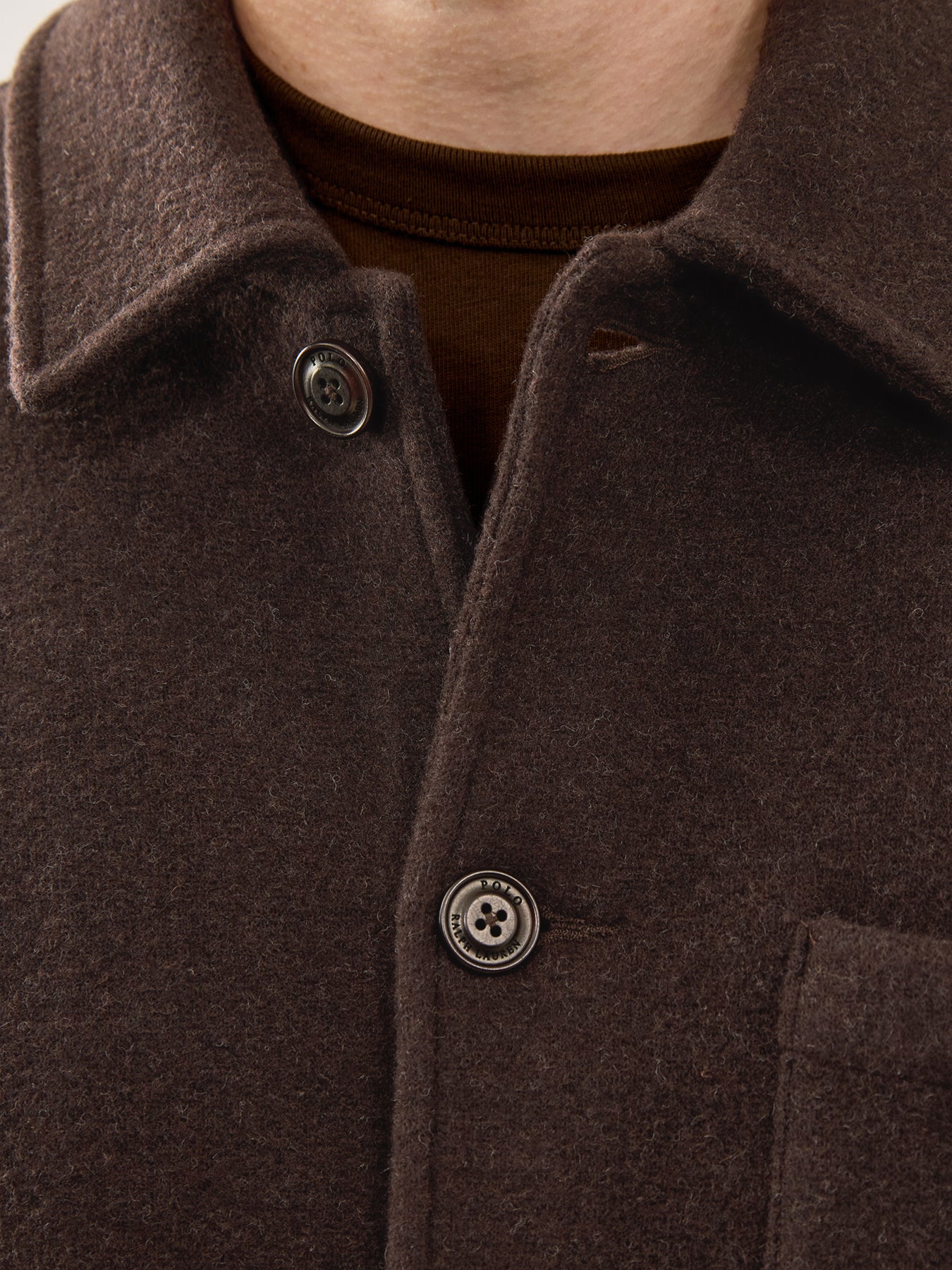 Brushed Double Knit Overshirt Dark Brown Heather - Image 3