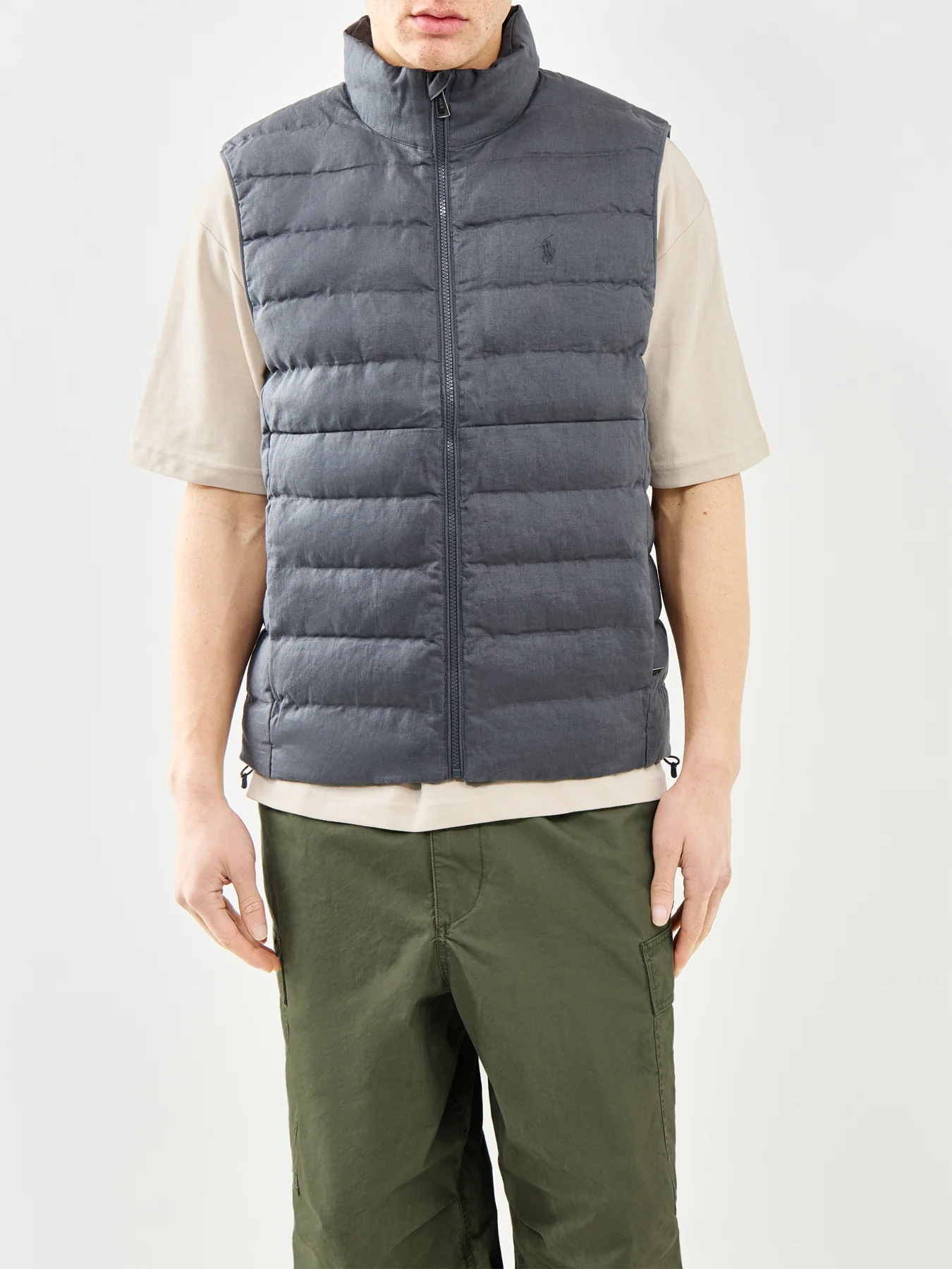 Light Puffer Linen Gilet Grey - Image 4