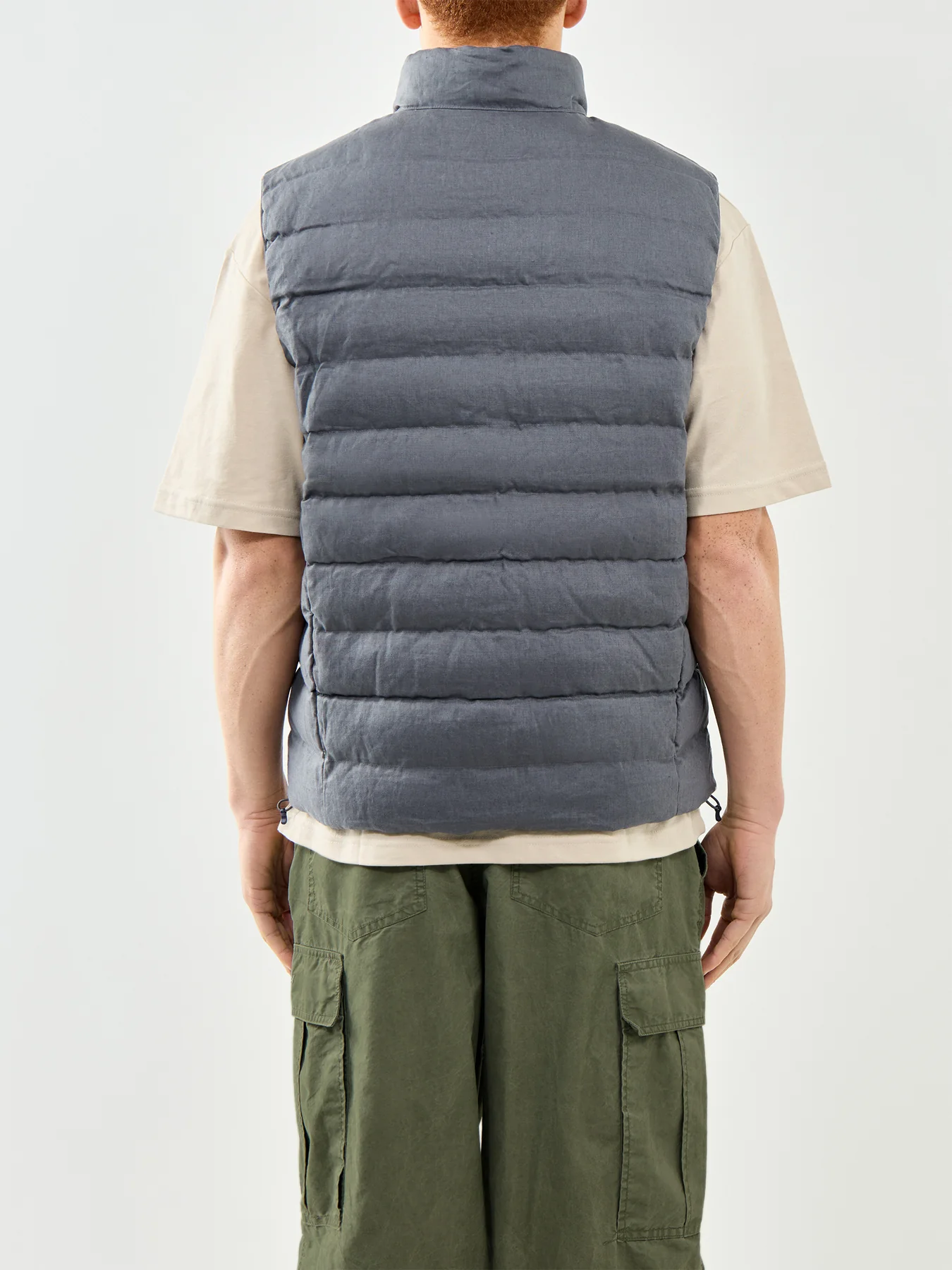 Light Puffer Linen Gilet Grey - Image 5