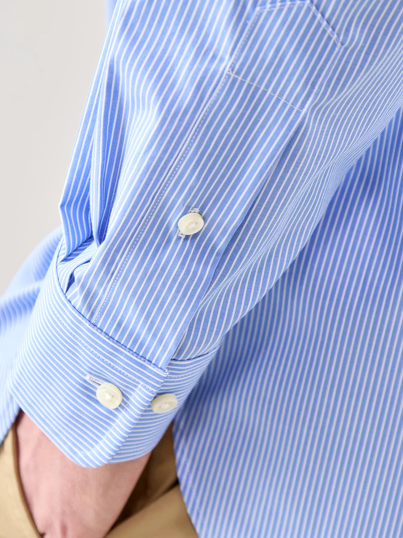 Custom Fit Multi Stripe Dress Shirt Sky Blue - Image 3
