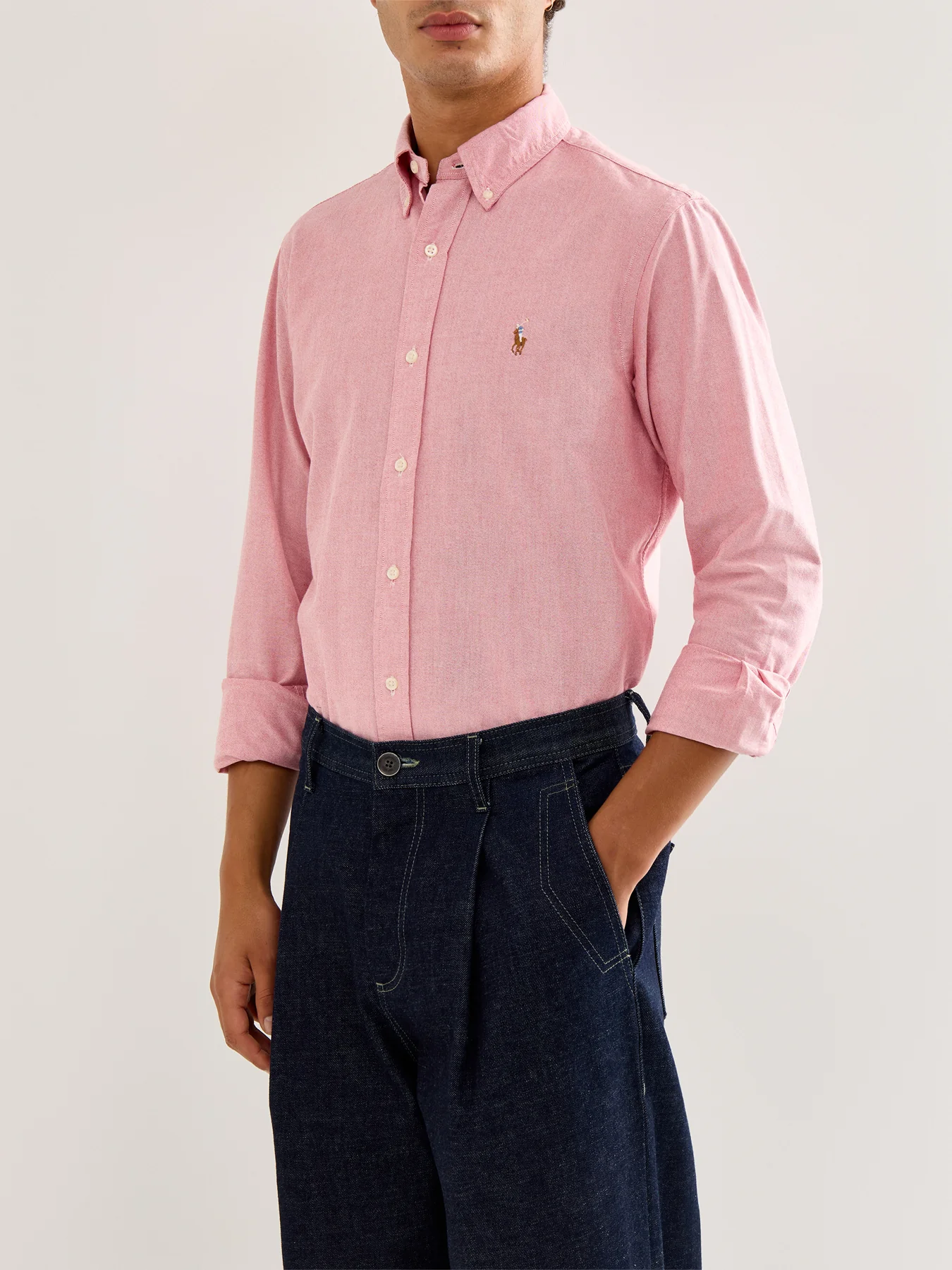 Custom Fit Cotton Oxford Shirt Pink - Image 4