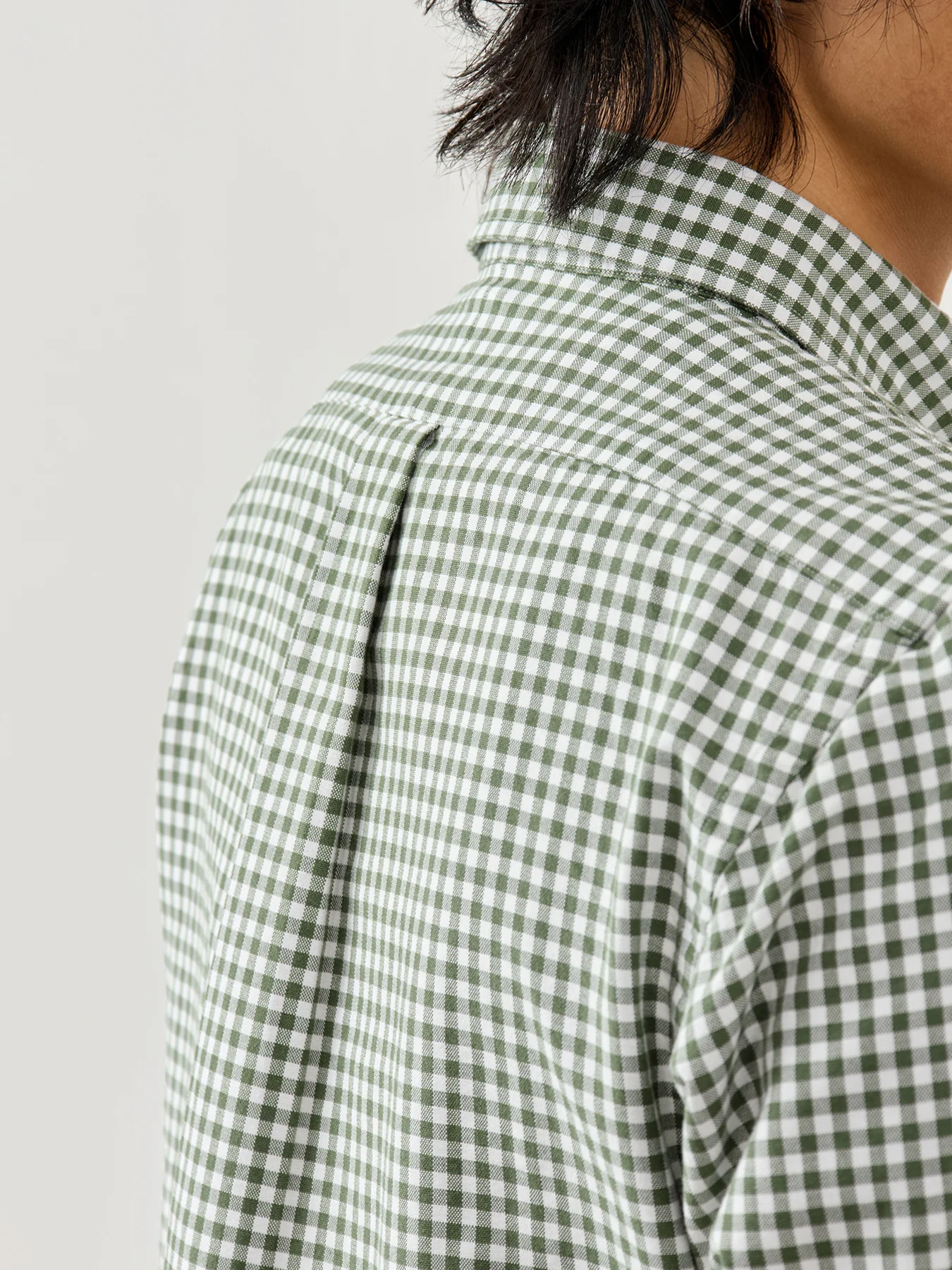 Custom Fit Oxfrod Gingham Check Shirt Shamrock White - Image 3