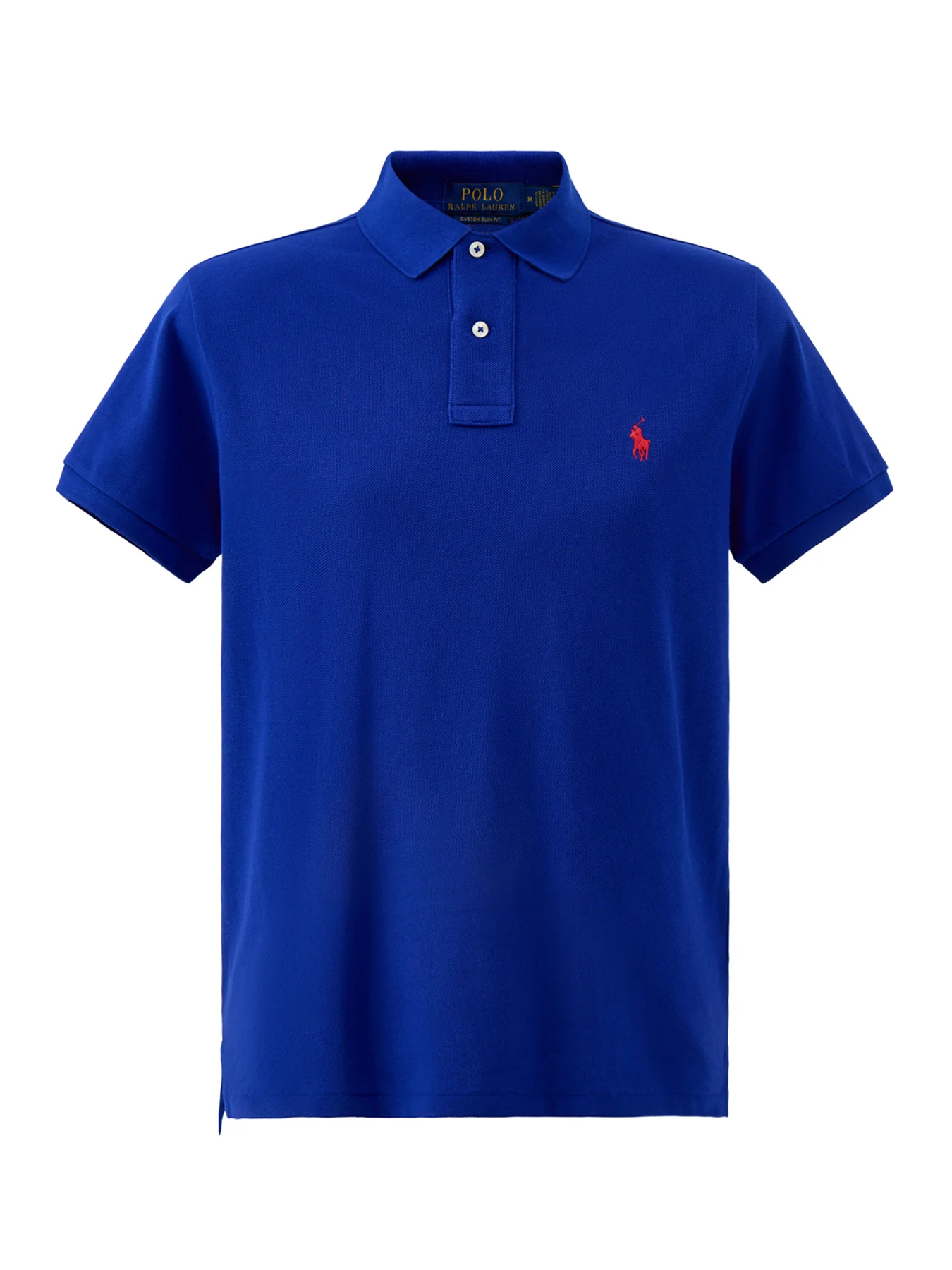 Custom Fit Cotton Polo Shirt Blue
