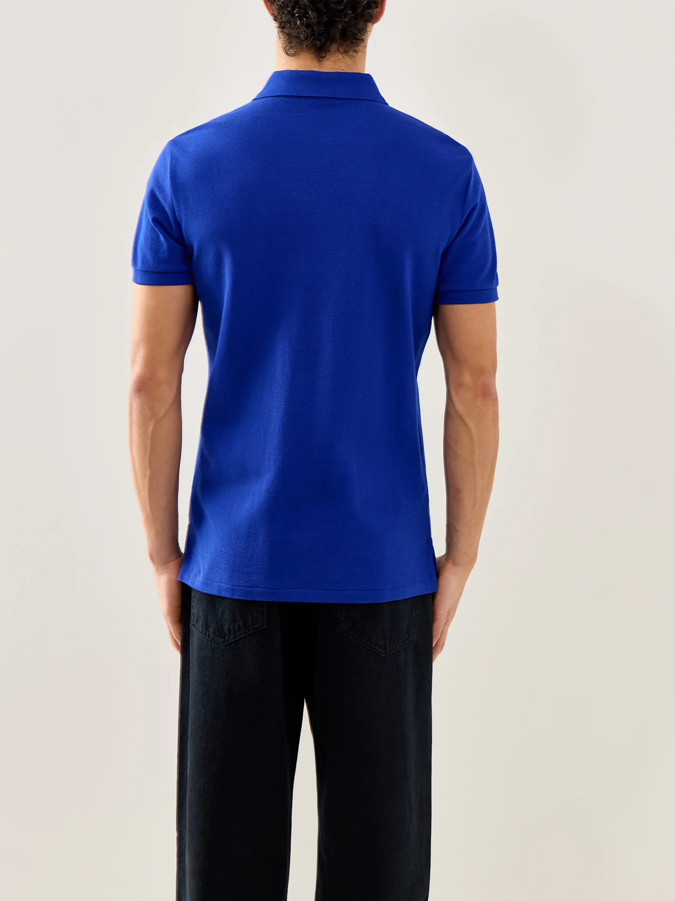Custom Fit Cotton Polo Shirt Blue - Image 5