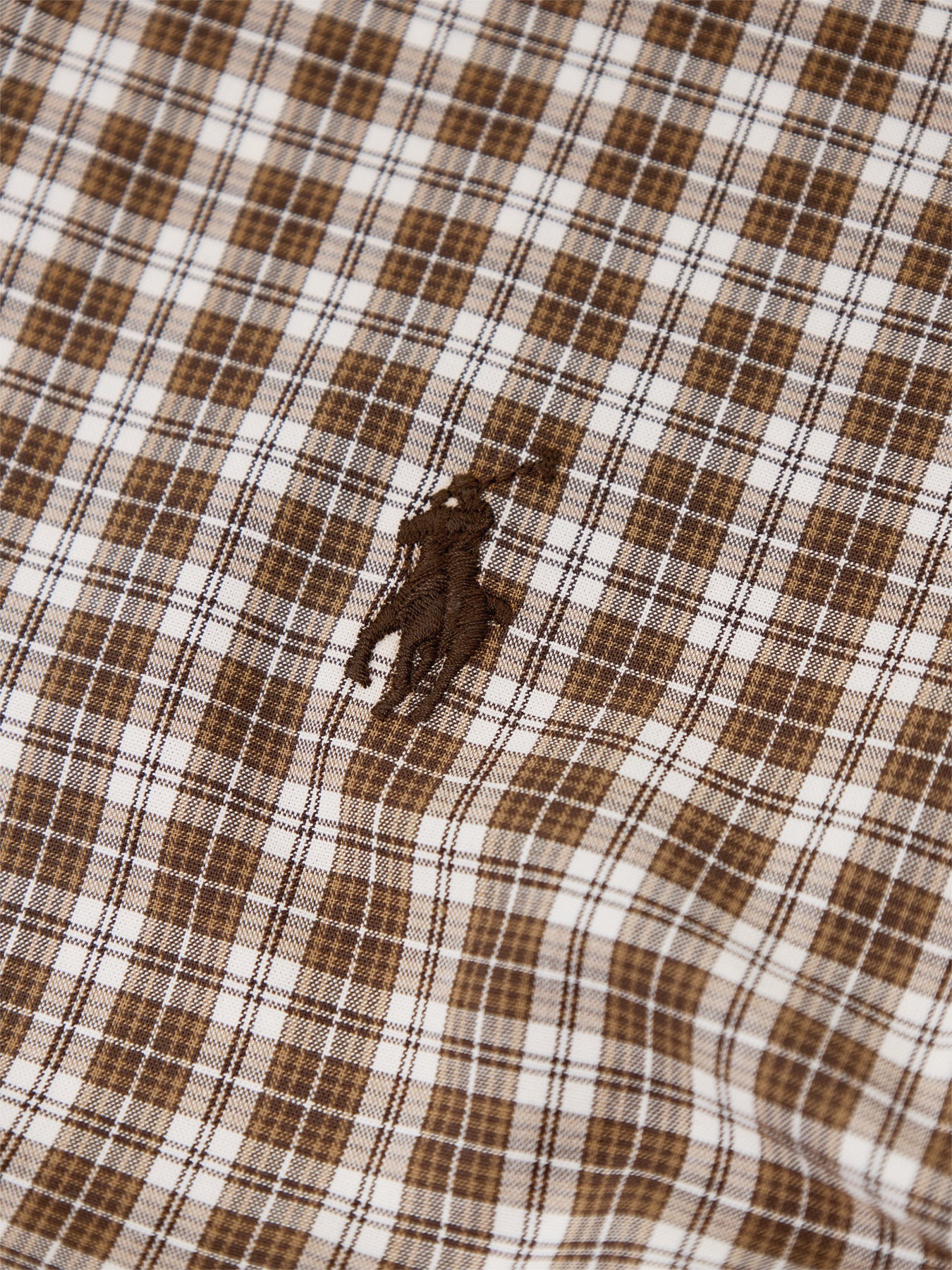 Custom Fit Stretch Poplin Check Shirt Brown - Image 3