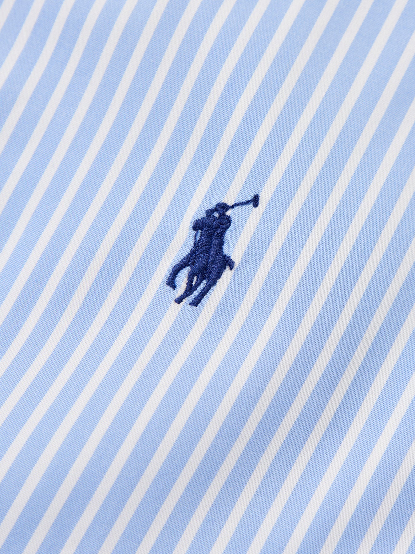Custom Fit Stretch Poplin Stripe Shirt Blue - Image 3