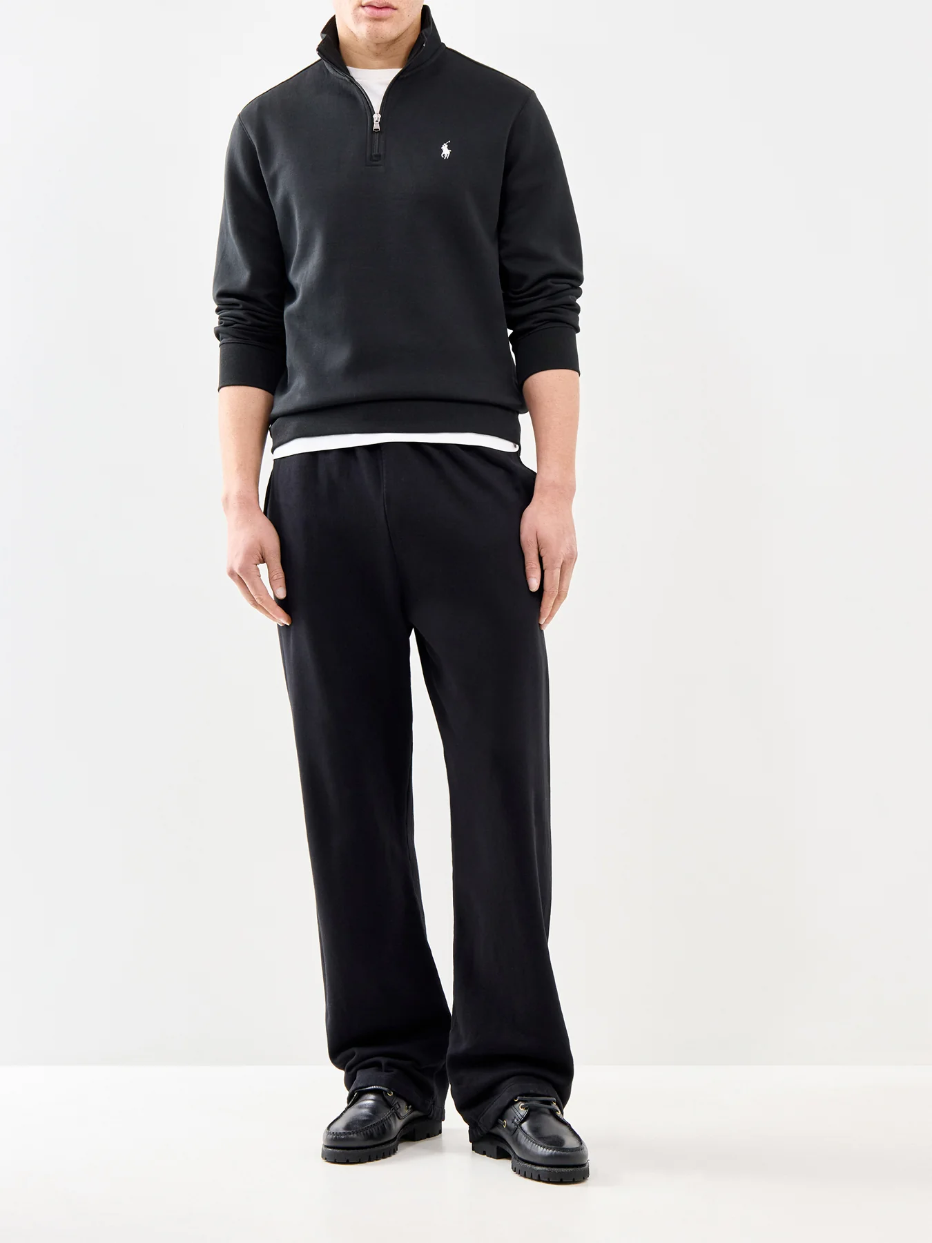 Double Knit Quarter Zip Sweatshirt Black - Image 2
