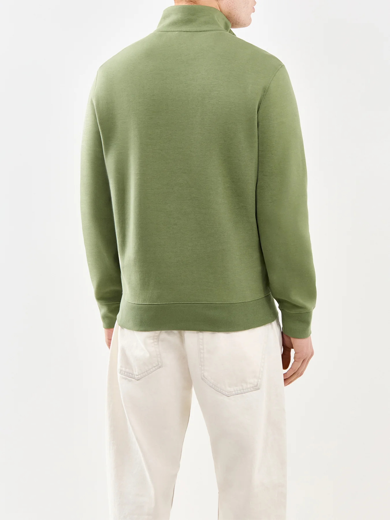 Double Knit Quarter Zip Sweatshirt Olive - Image 5