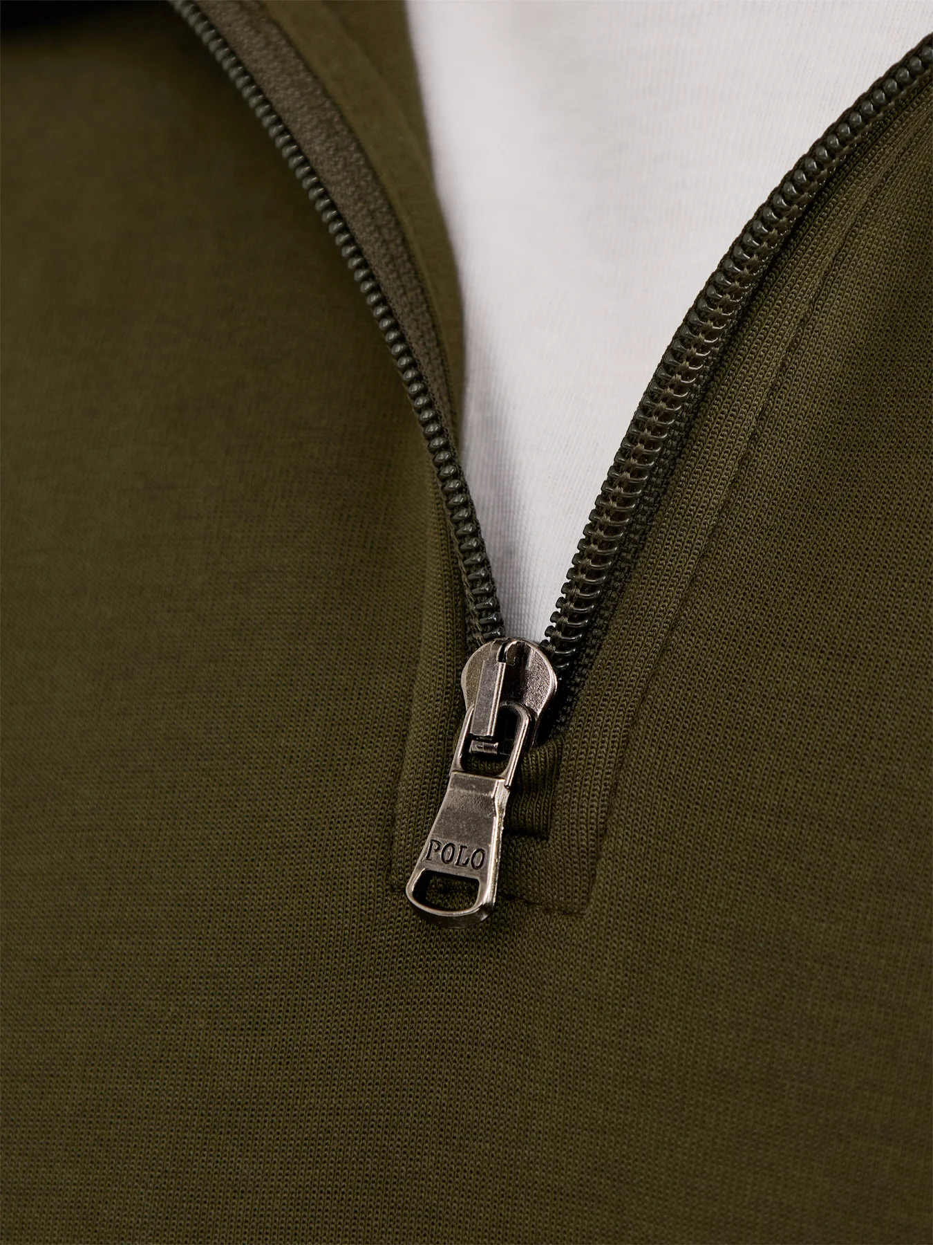 Double Knit 1/4 Zip Sweatshirt Green - Image 3