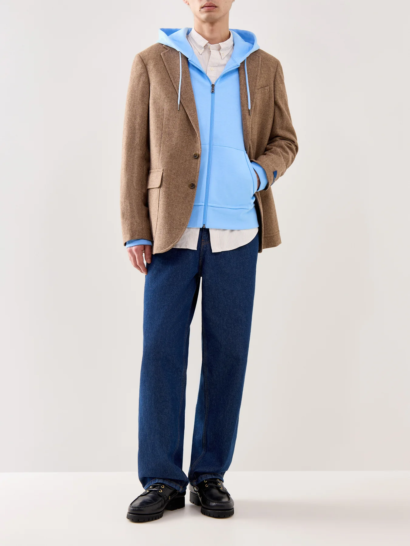 Double Knit Hoodie Blue - Image 2