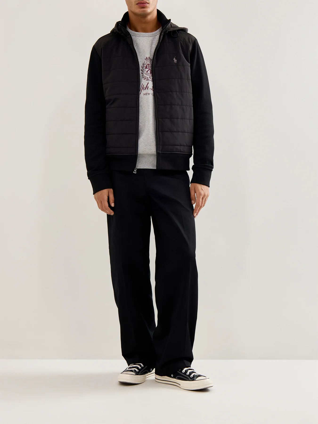 Double Knit Zip Hoodie Black - Image 2