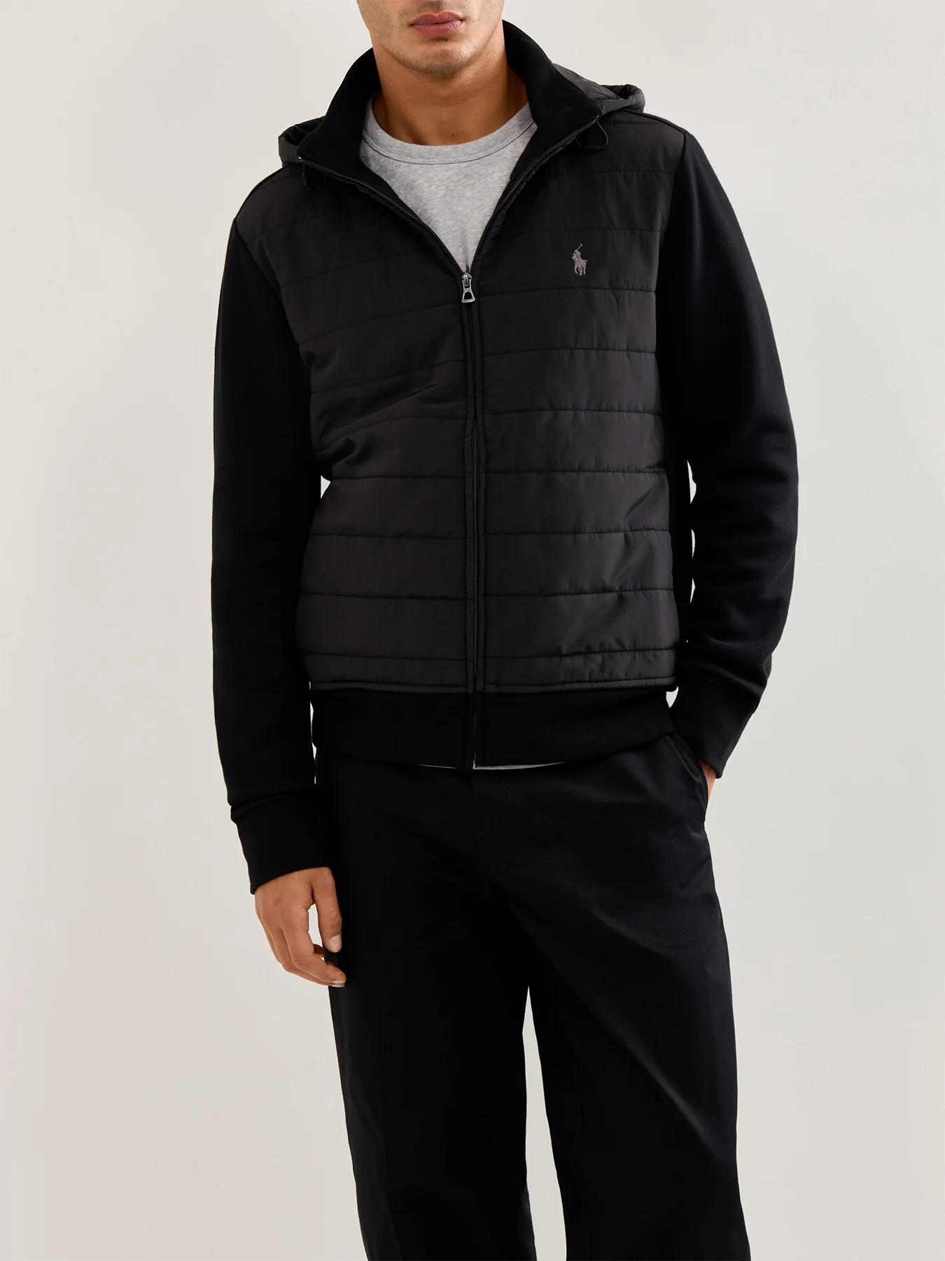 Double Knit Zip Hoodie Black - Image 4
