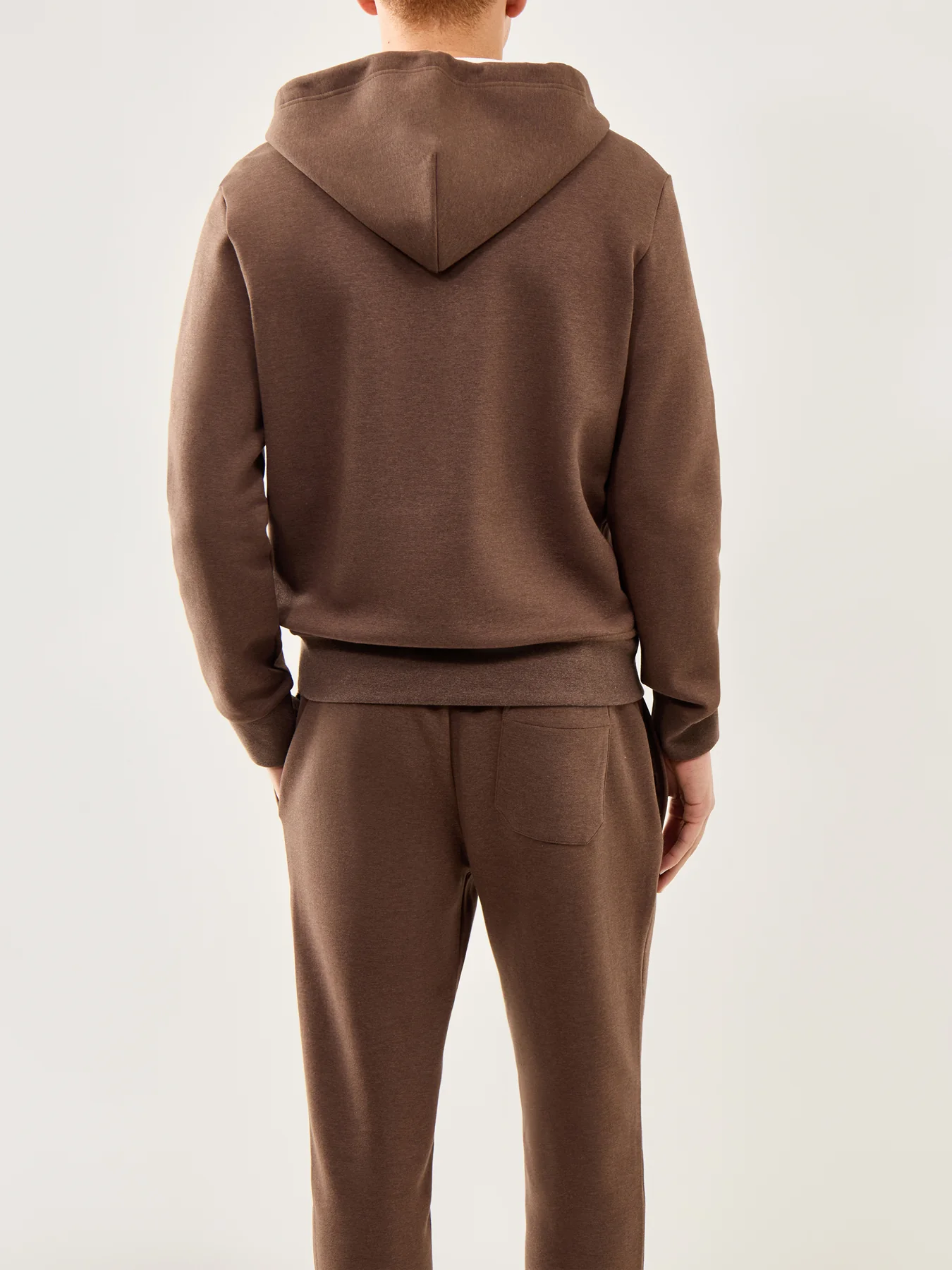 Double Knit Zip Up Hoodie Brown - Image 5