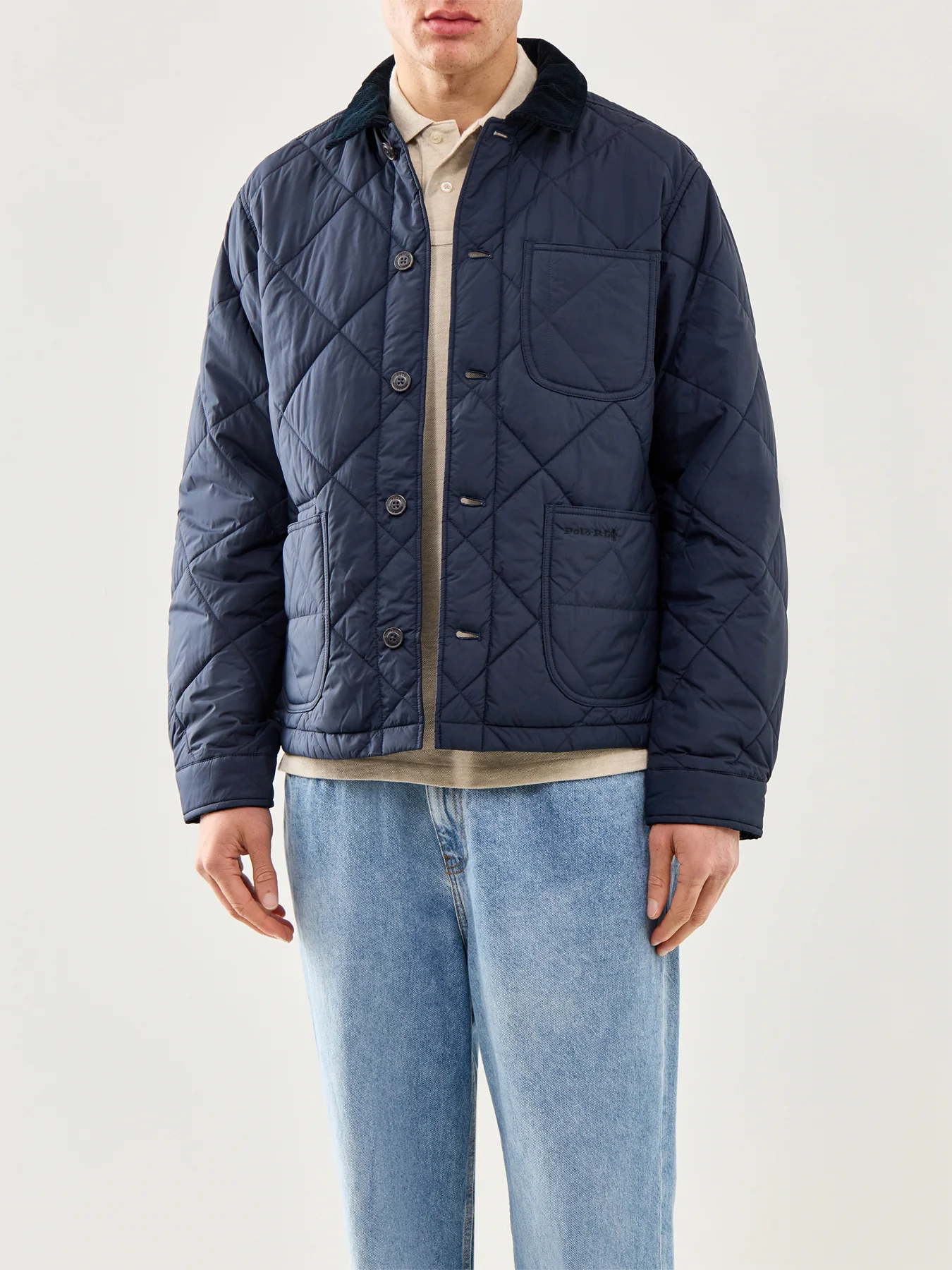 Insulated Quilted Jacket Navy - Image 5