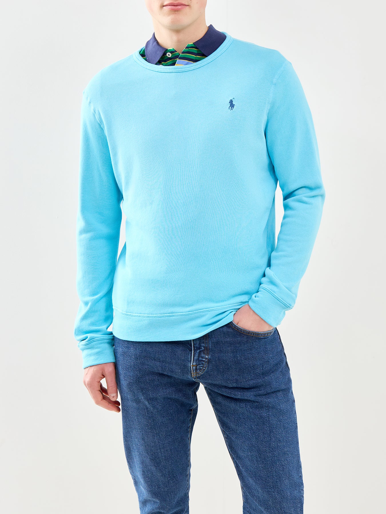 Terry Crew Neck Sweatshirt Blue - Image 4